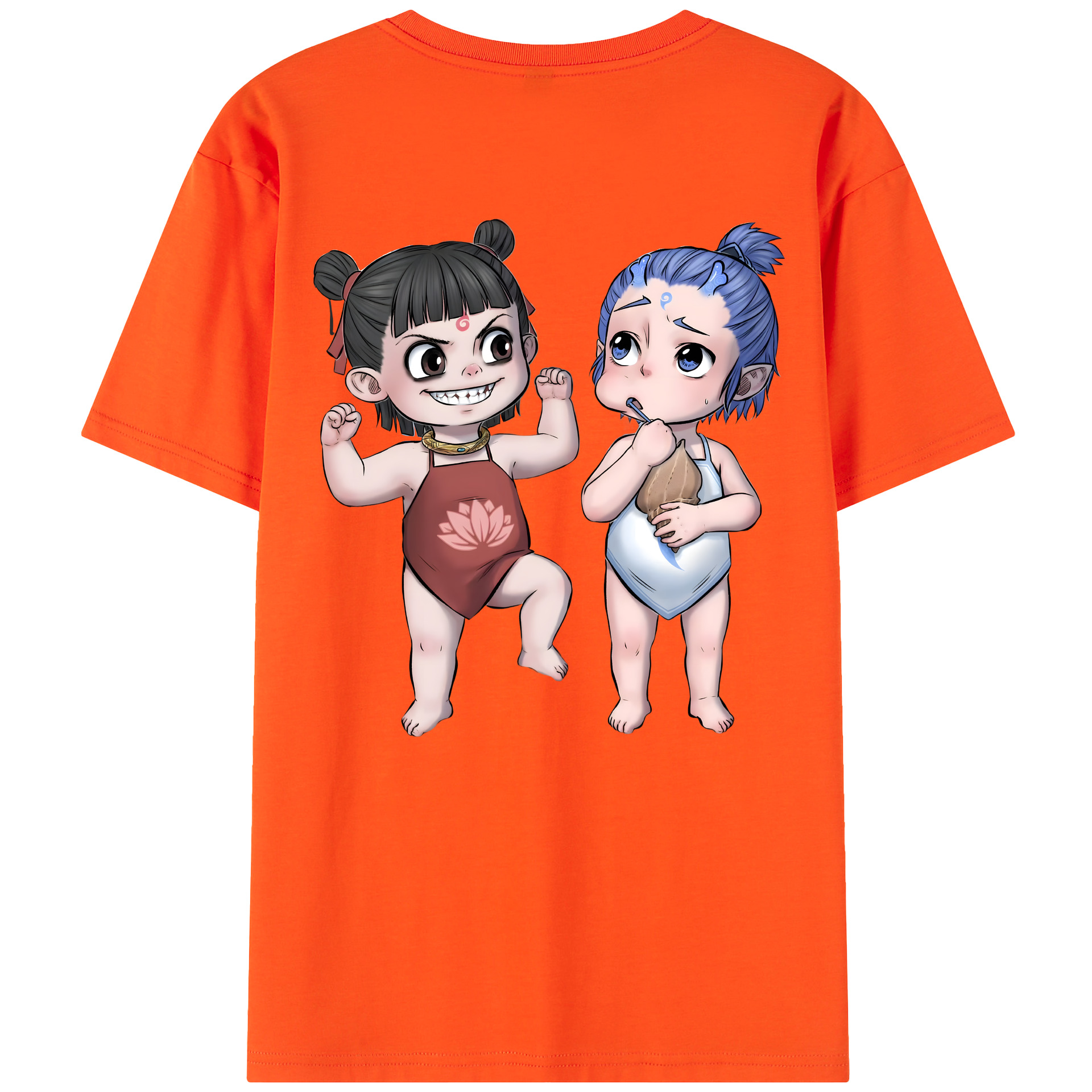 （画像用） Ne Zha 2 ナタ 魔童の大暴れ 綿100％半袖Tシャツ（背面プリント）