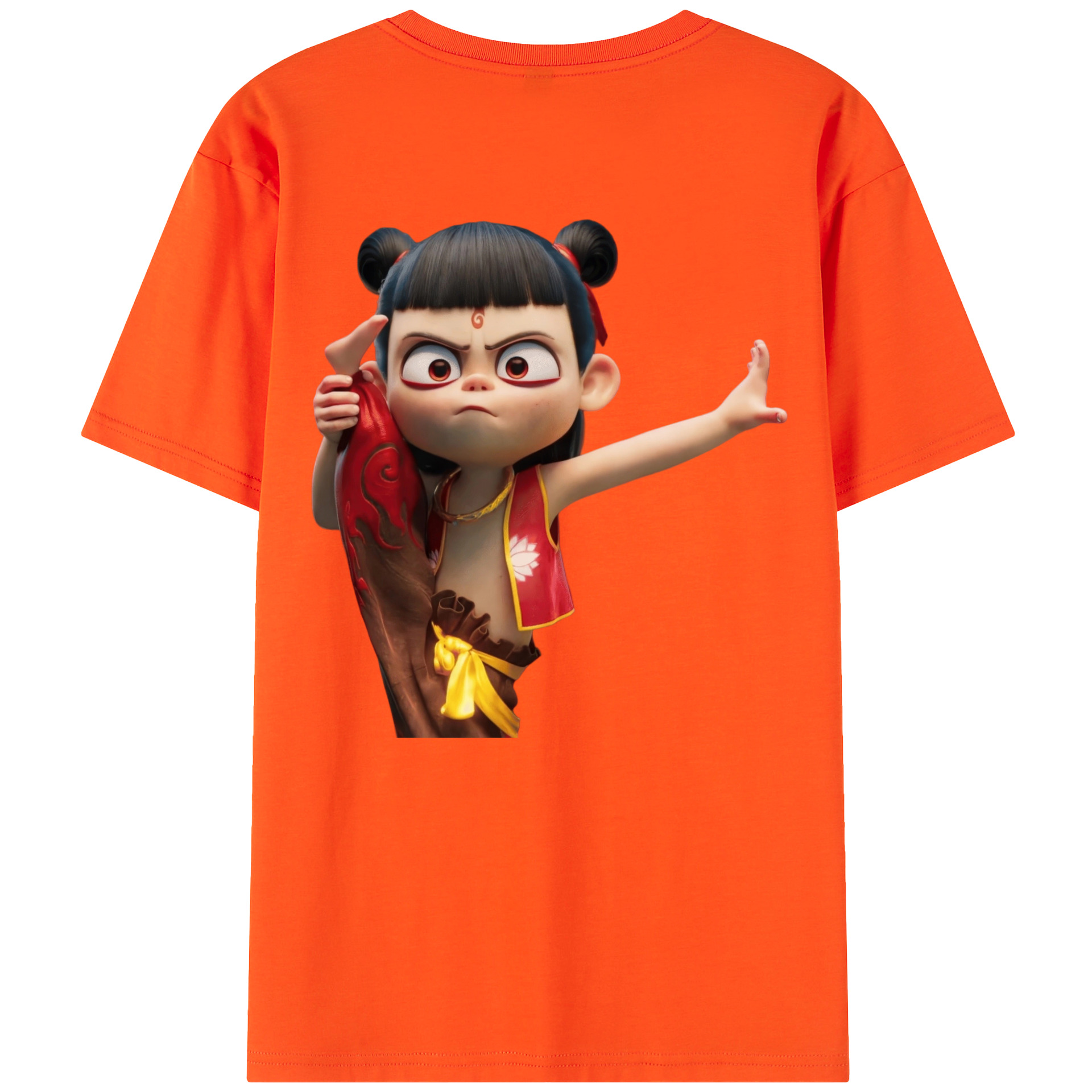 （画像用） Ne Zha 2 ナタ 魔童の大暴れ 綿100％半袖Tシャツ（背面プリント）