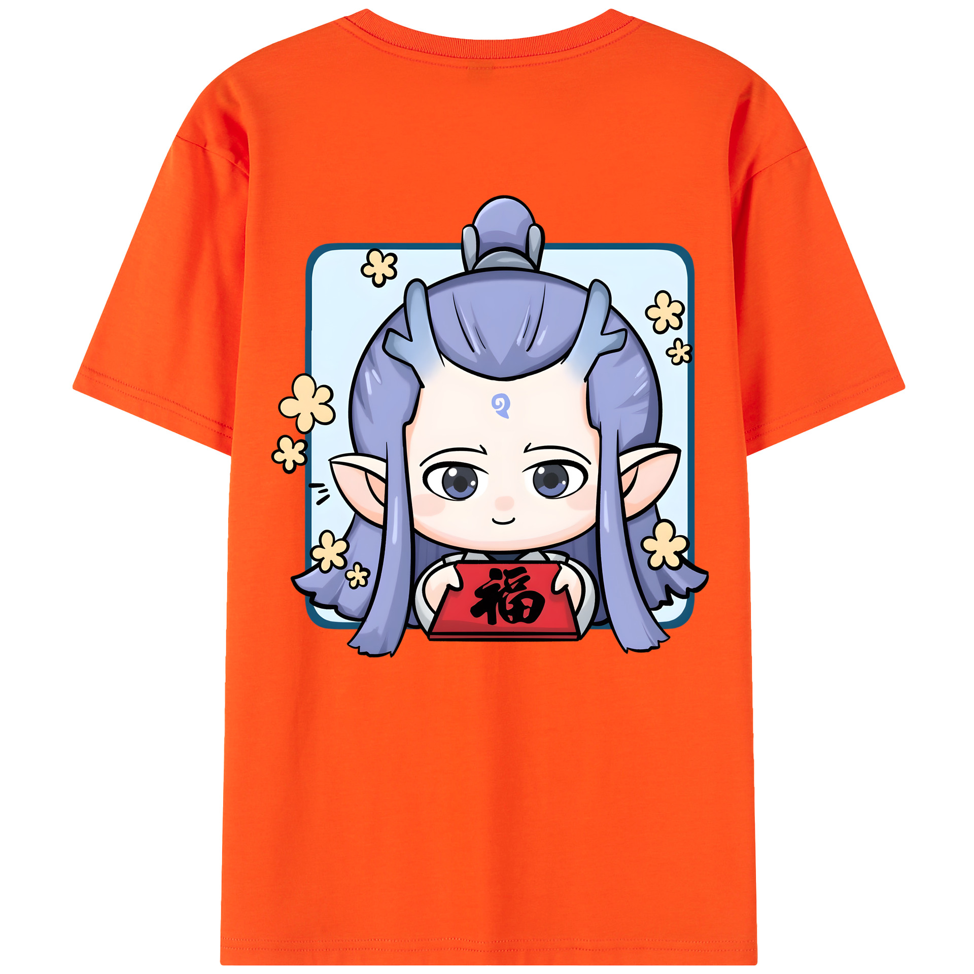 （画像用） Ne Zha 2 ナタ 魔童の大暴れ 綿100％半袖Tシャツ（背面プリント）