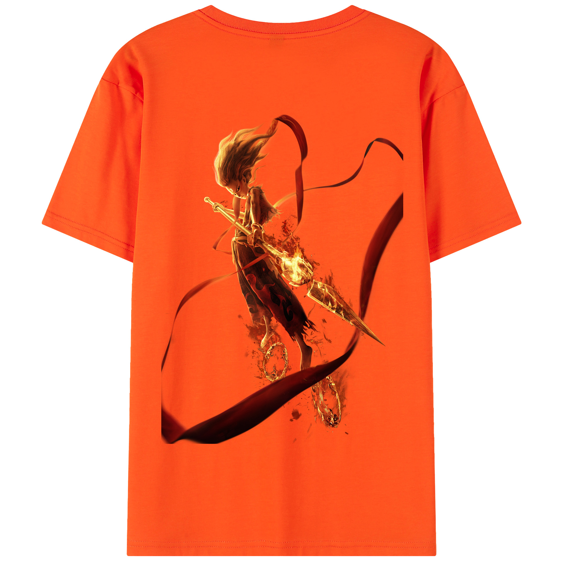 （画像用） Ne Zha 2 ナタ 魔童の大暴れ 綿100％半袖Tシャツ（背面プリント）