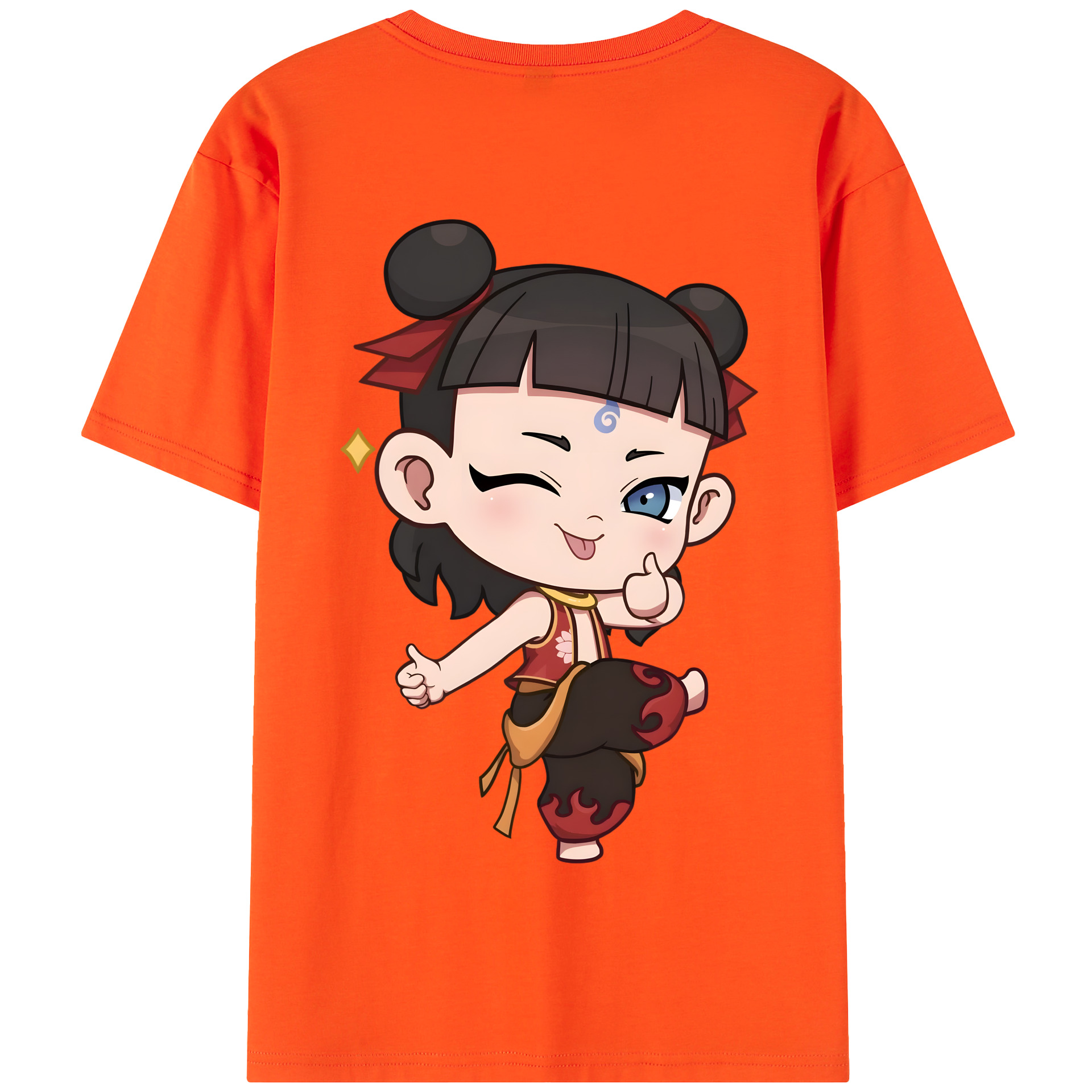 （画像用） Ne Zha 2 ナタ 魔童の大暴れ 綿100％半袖Tシャツ（背面プリント）