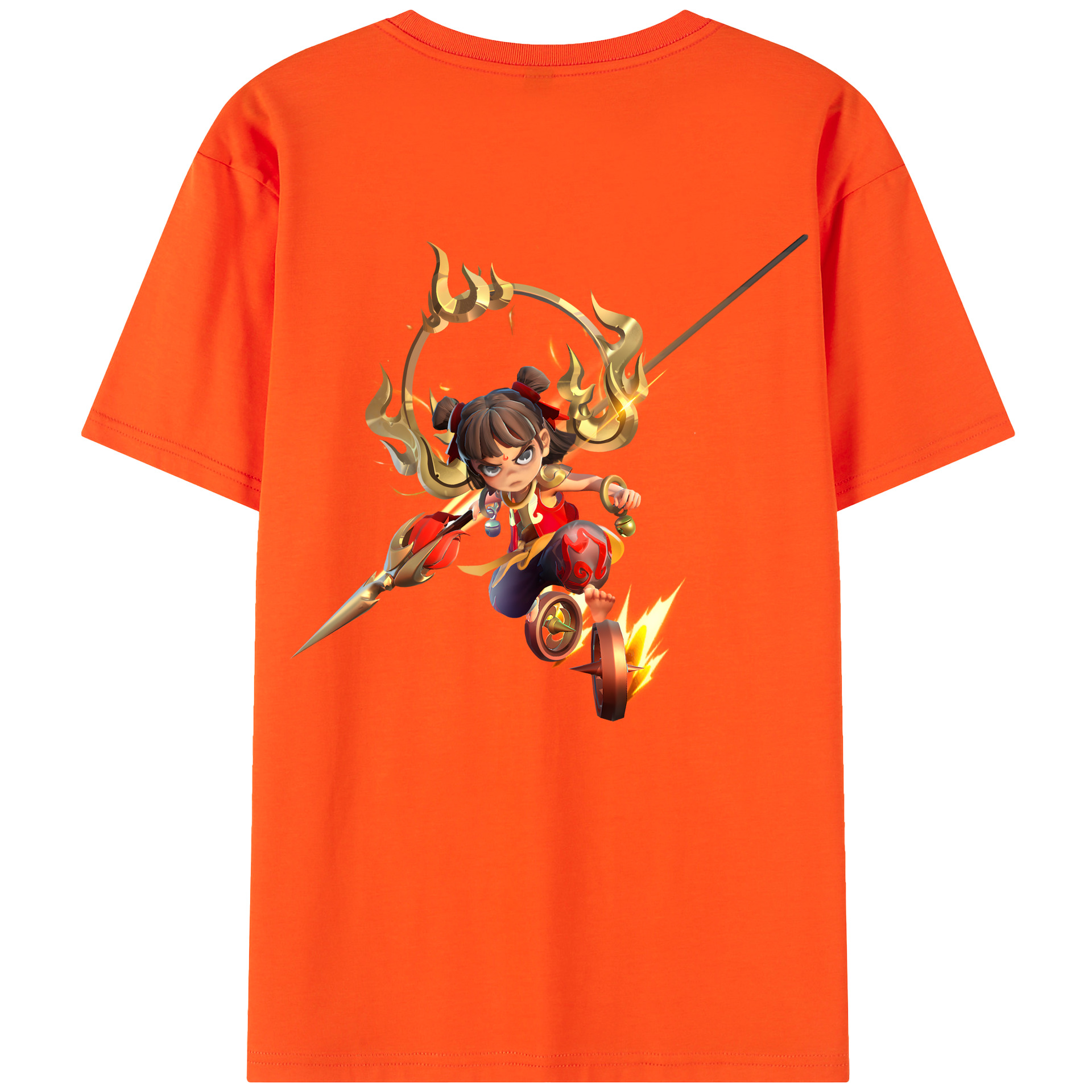 （画像用） Ne Zha 2 ナタ 魔童の大暴れ 綿100％半袖Tシャツ（背面プリント）
