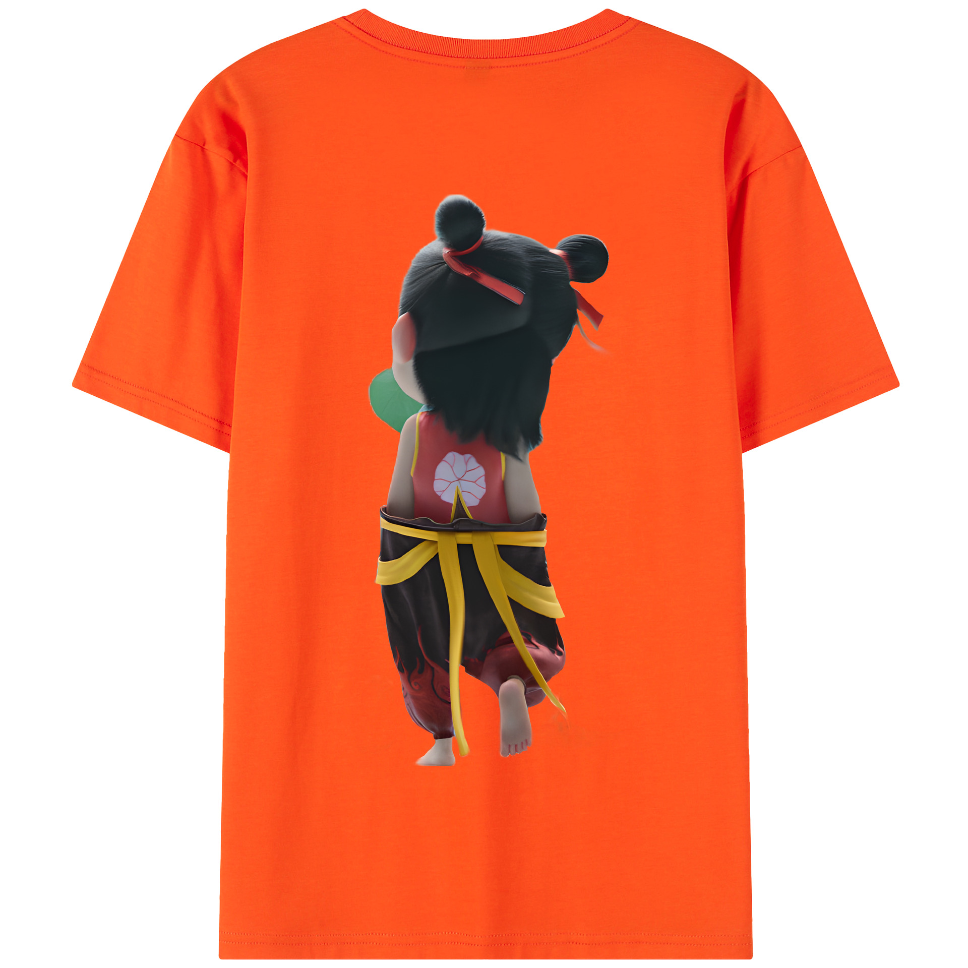 （画像用） Ne Zha 2 ナタ 魔童の大暴れ 綿100％半袖Tシャツ（背面プリント）