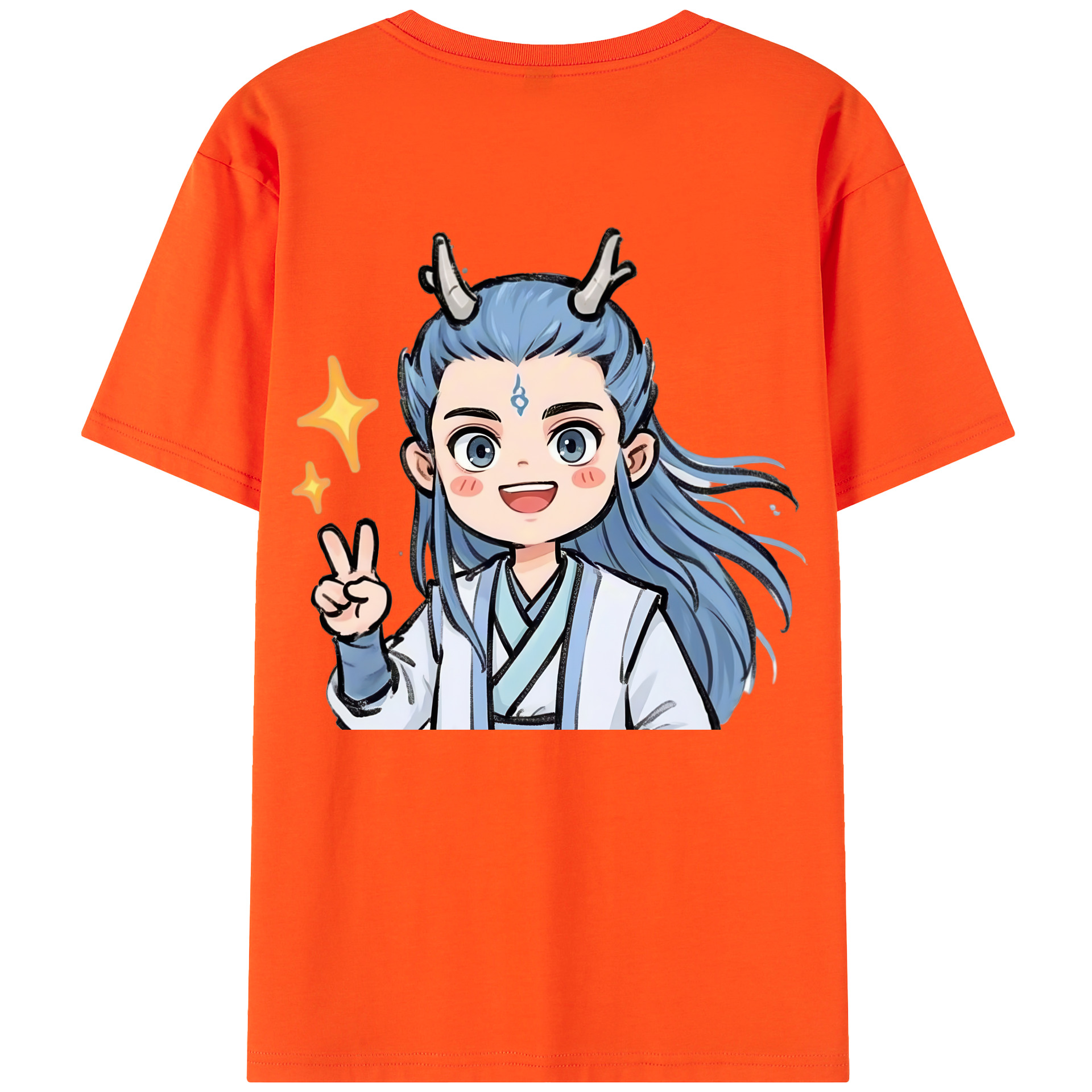 （画像用） Ne Zha 2 ナタ 魔童の大暴れ 綿100％半袖Tシャツ（背面プリント）