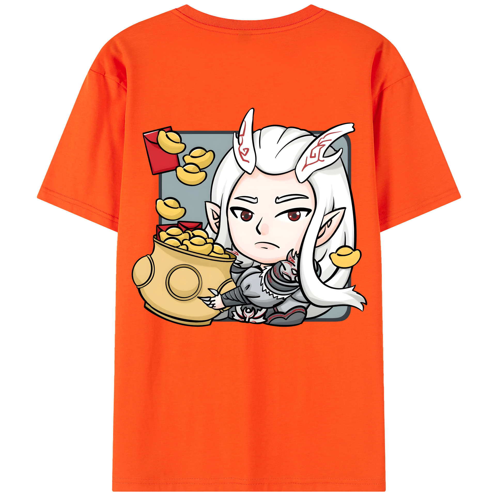 （画像用） Ne Zha 2 ナタ 魔童の大暴れ 綿100％半袖Tシャツ（背面プリント）