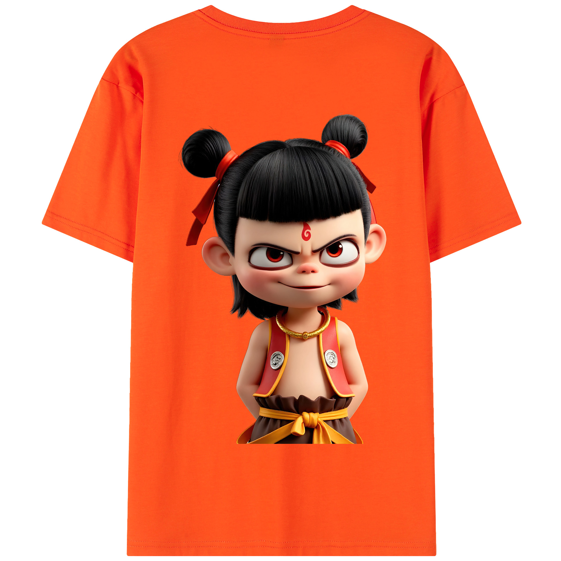 （画像用） Ne Zha 2 ナタ 魔童の大暴れ 綿100％半袖Tシャツ（背面プリント）
