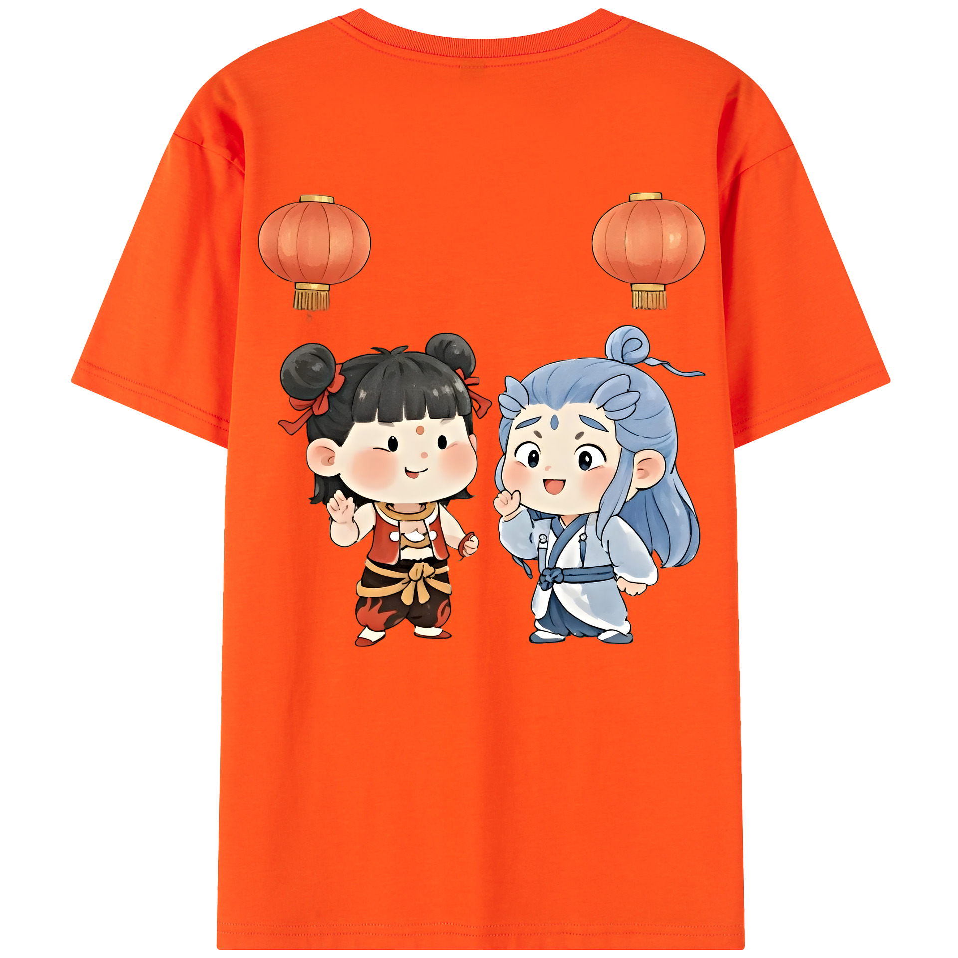 （画像用） Ne Zha 2 ナタ 魔童の大暴れ 綿100％半袖Tシャツ（背面プリント）