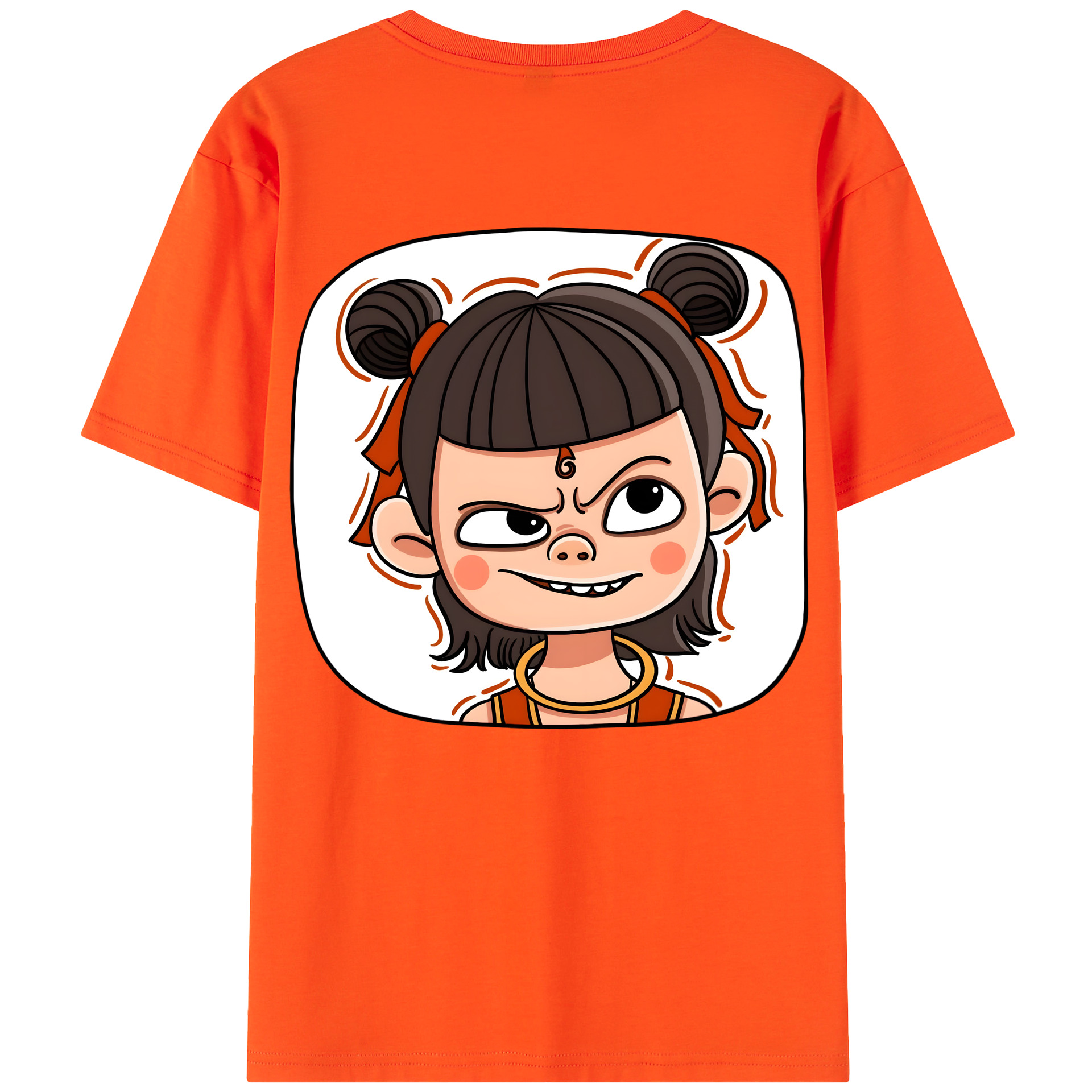 （画像用） Ne Zha 2 ナタ 魔童の大暴れ 綿100％半袖Tシャツ（背面プリント）