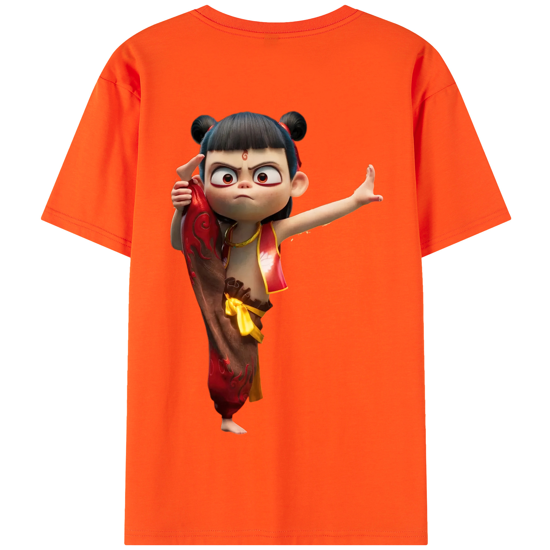 （画像用） Ne Zha 2 ナタ 魔童の大暴れ 綿100％半袖Tシャツ（背面プリント）