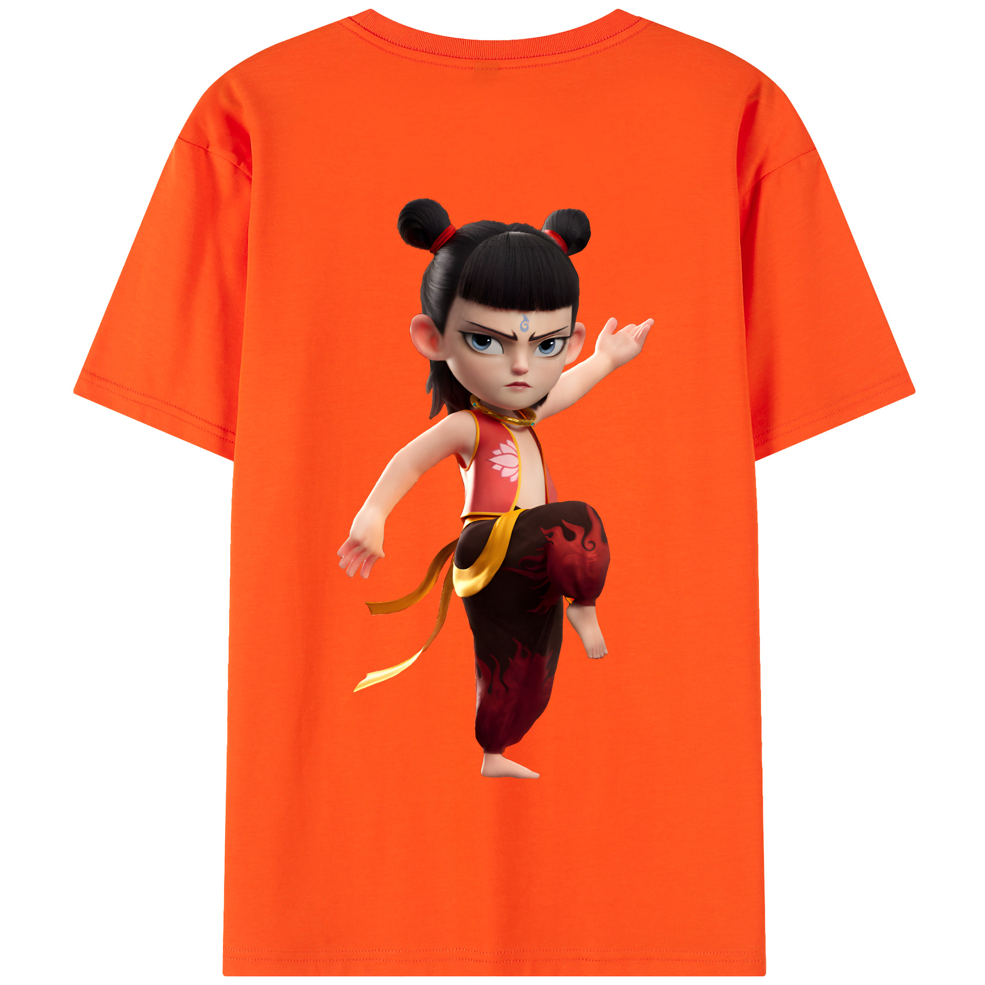 （画像用） Ne Zha 2 ナタ 魔童の大暴れ 綿100％半袖Tシャツ（背面プリント）