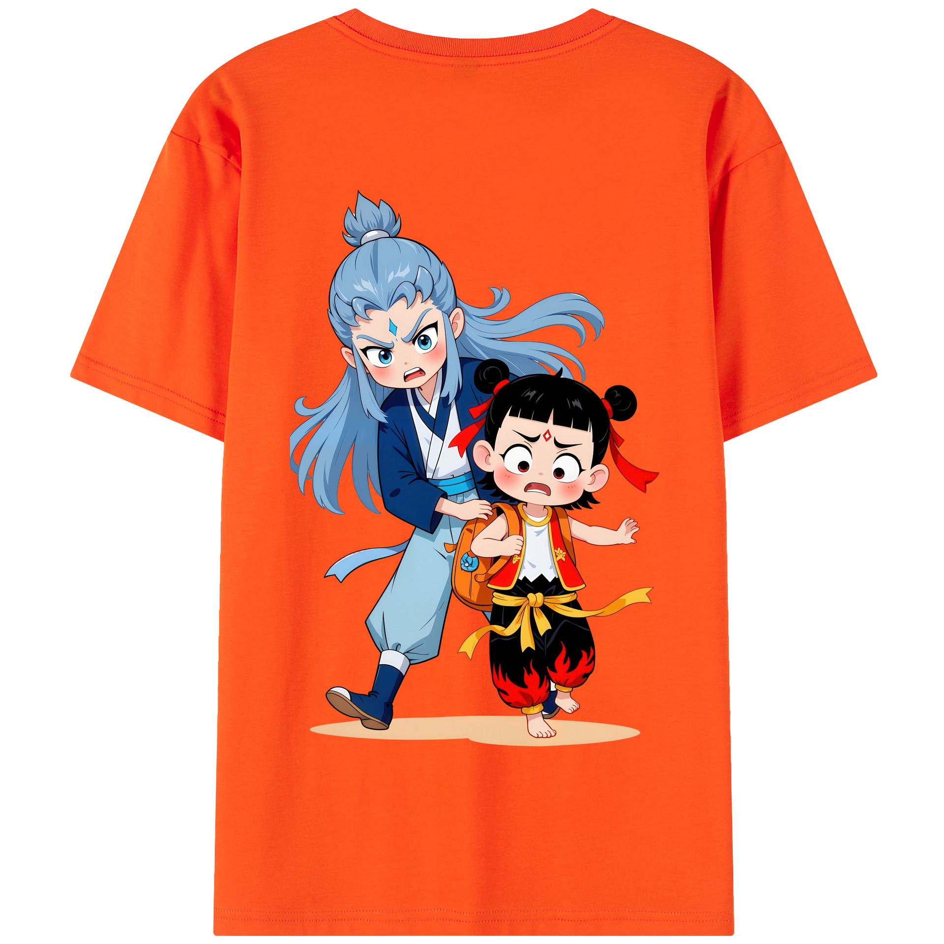 （画像用） Ne Zha 2 ナタ 魔童の大暴れ 綿100％半袖Tシャツ（背面プリント）