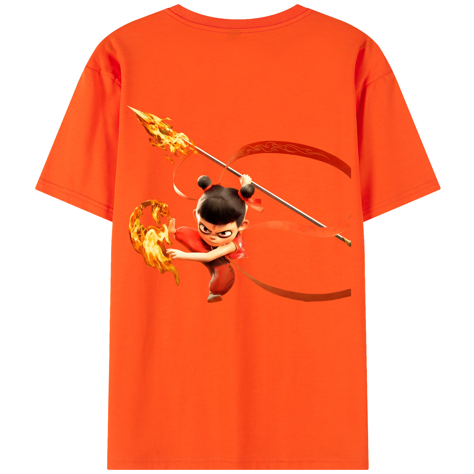 （画像用） Ne Zha 2 ナタ 魔童の大暴れ 綿100％半袖Tシャツ（背面プリント）