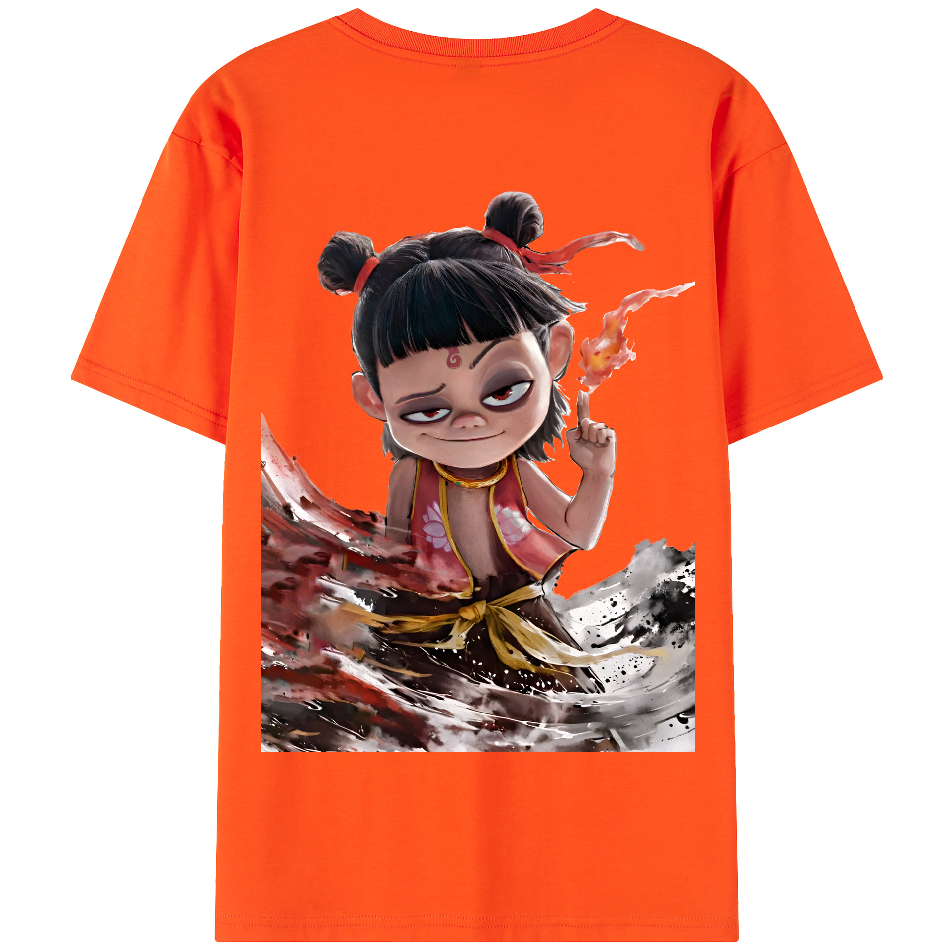 （画像用） Ne Zha 2 ナタ 魔童の大暴れ 綿100％半袖Tシャツ（背面プリント）
