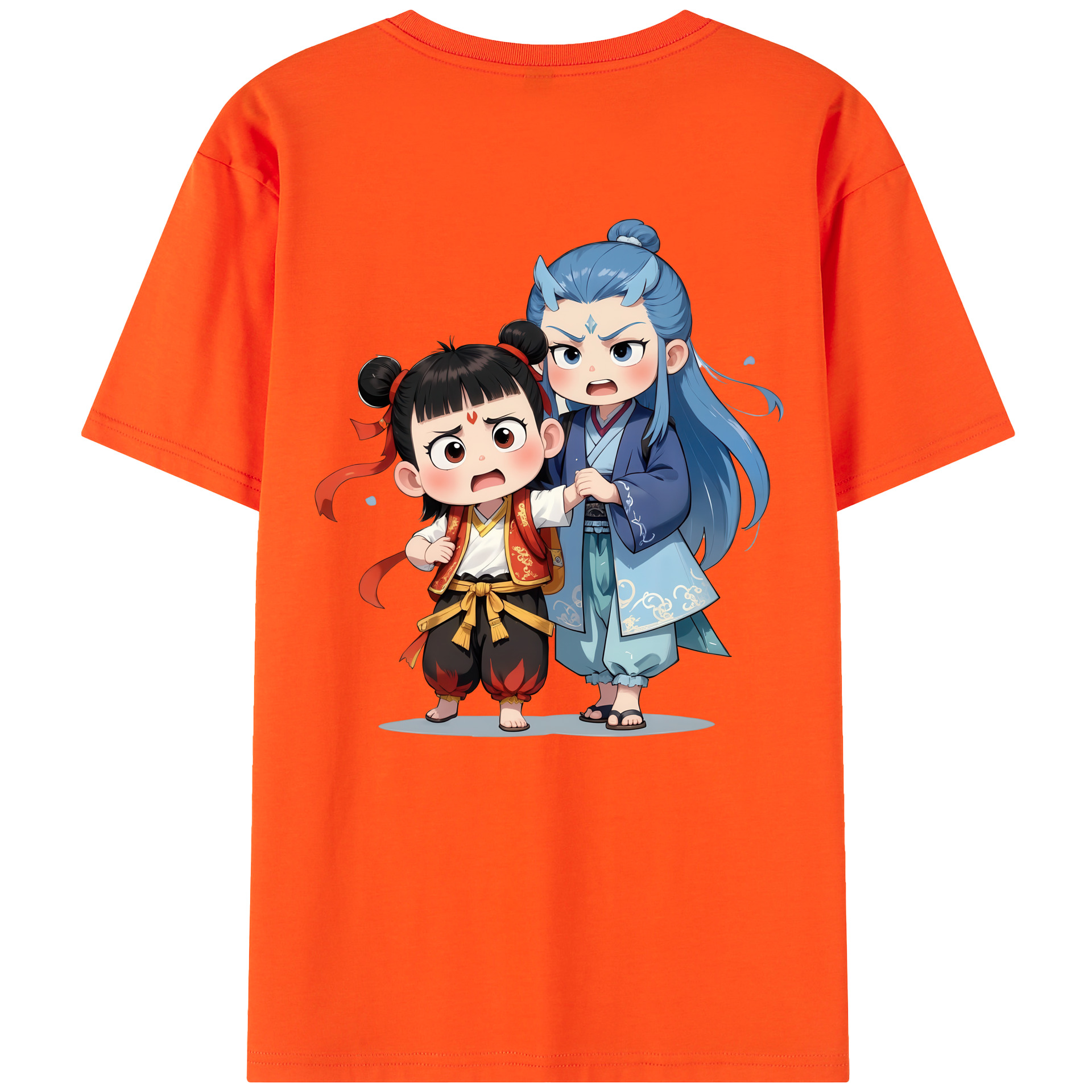 （画像用） Ne Zha 2 ナタ 魔童の大暴れ 綿100％半袖Tシャツ（背面プリント）