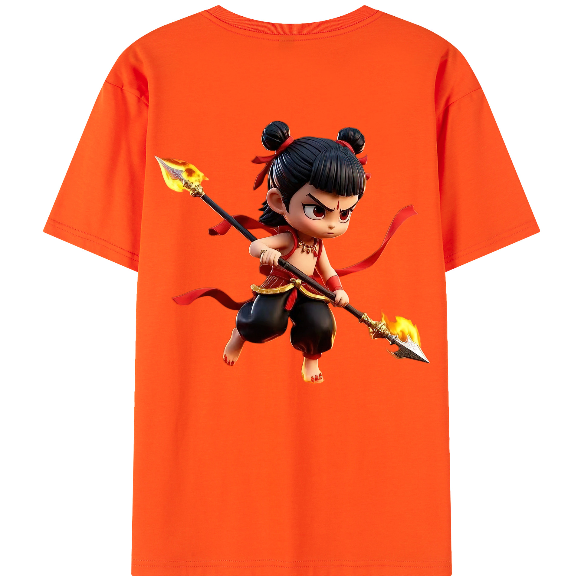 （画像用） Ne Zha 2 ナタ 魔童の大暴れ 綿100％半袖Tシャツ（背面プリント）