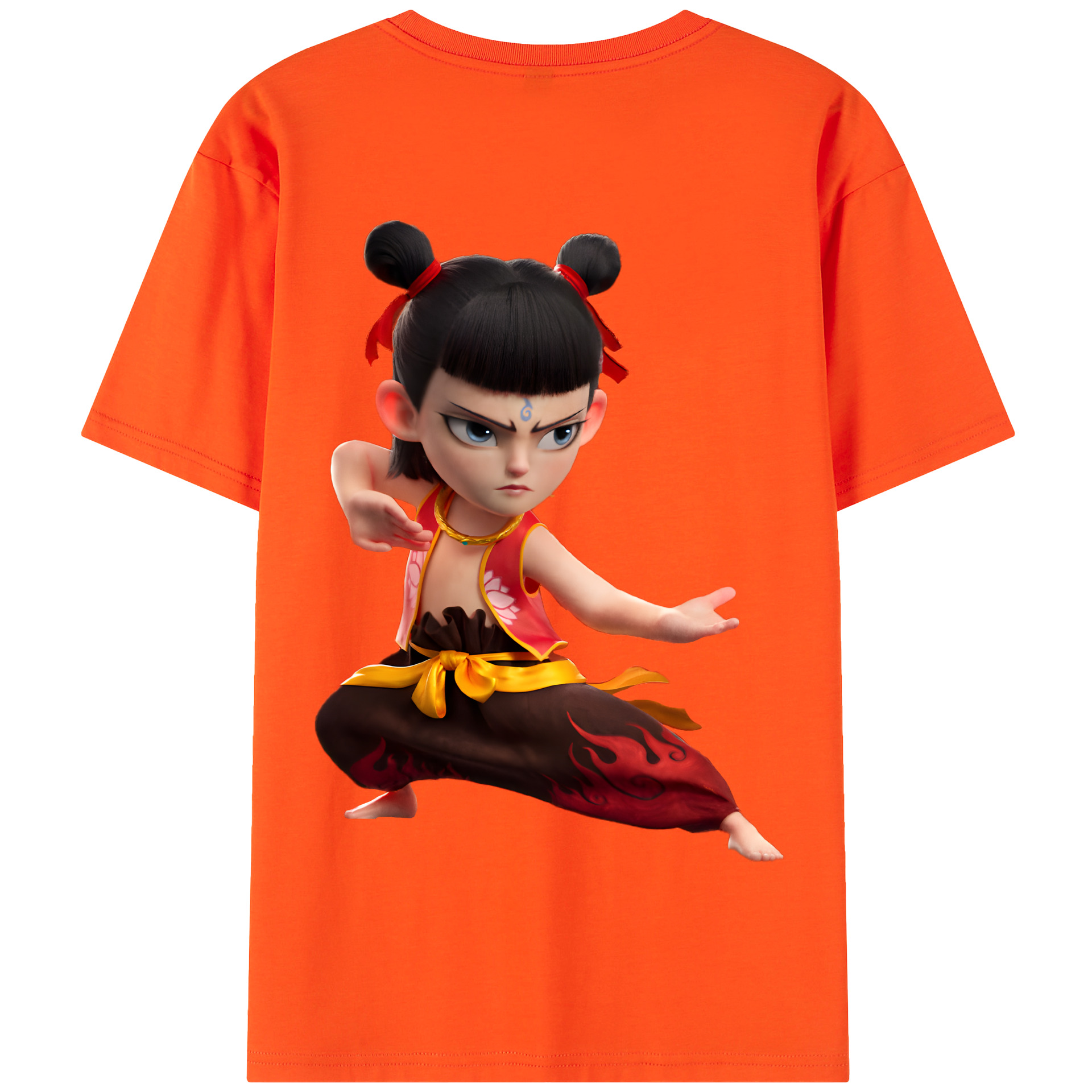 （画像用） Ne Zha 2 ナタ 魔童の大暴れ 綿100％半袖Tシャツ（背面プリント）