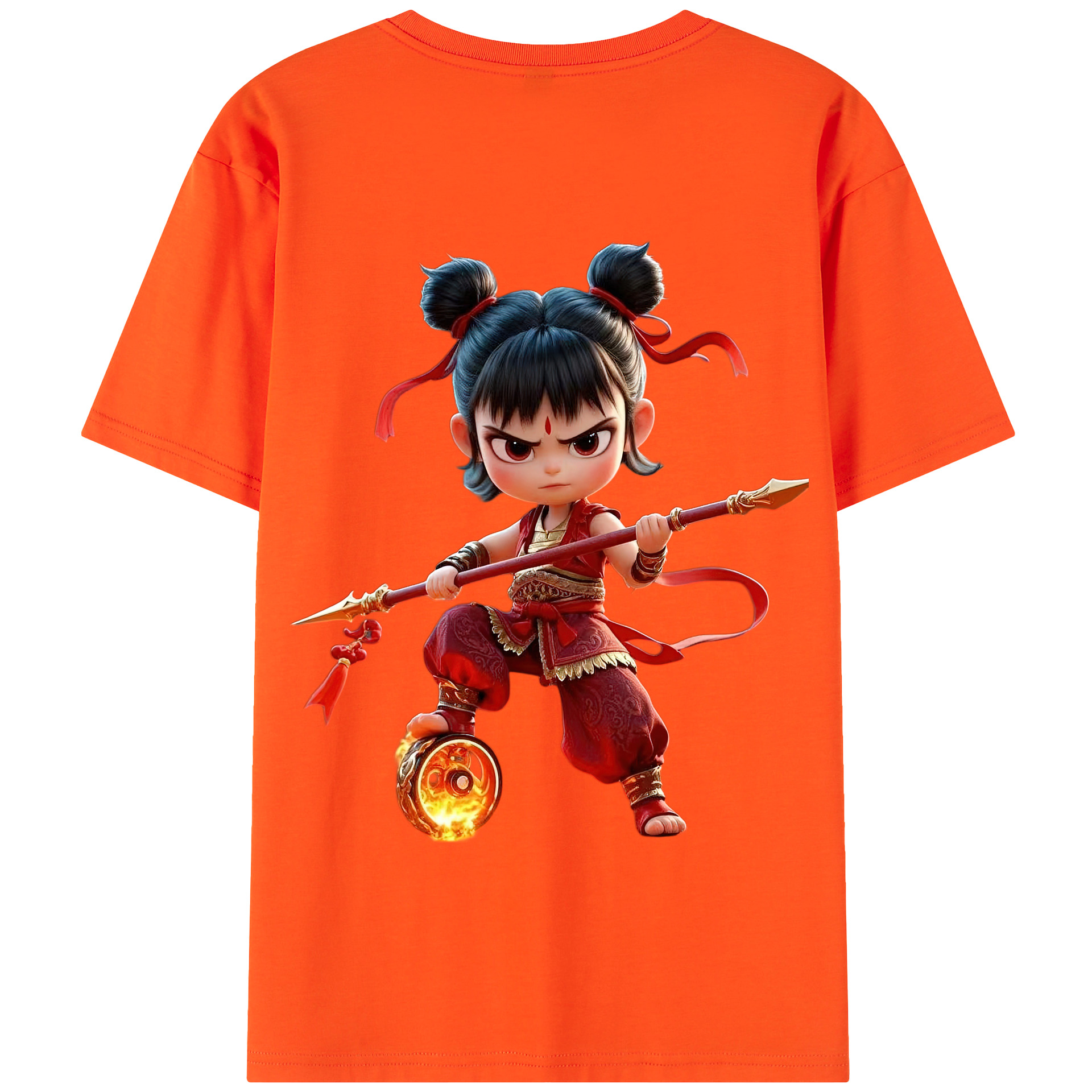 （画像用） Ne Zha 2 ナタ 魔童の大暴れ 綿100％半袖Tシャツ（背面プリント）
