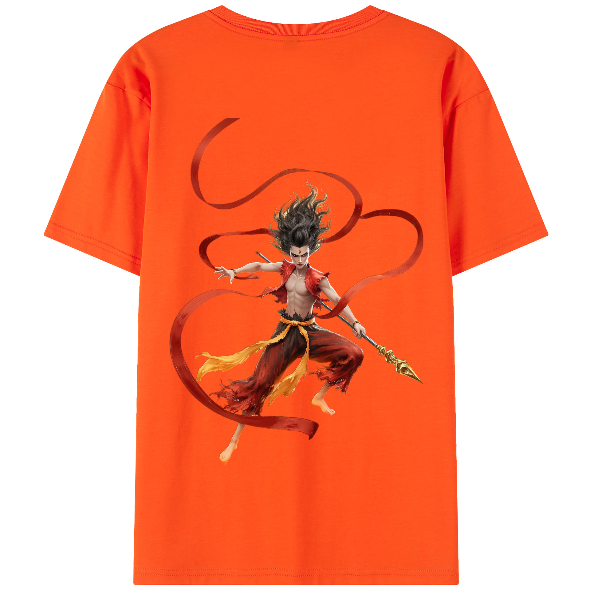 （画像用） Ne Zha 2 ナタ 魔童の大暴れ 綿100％半袖Tシャツ（背面プリント）
