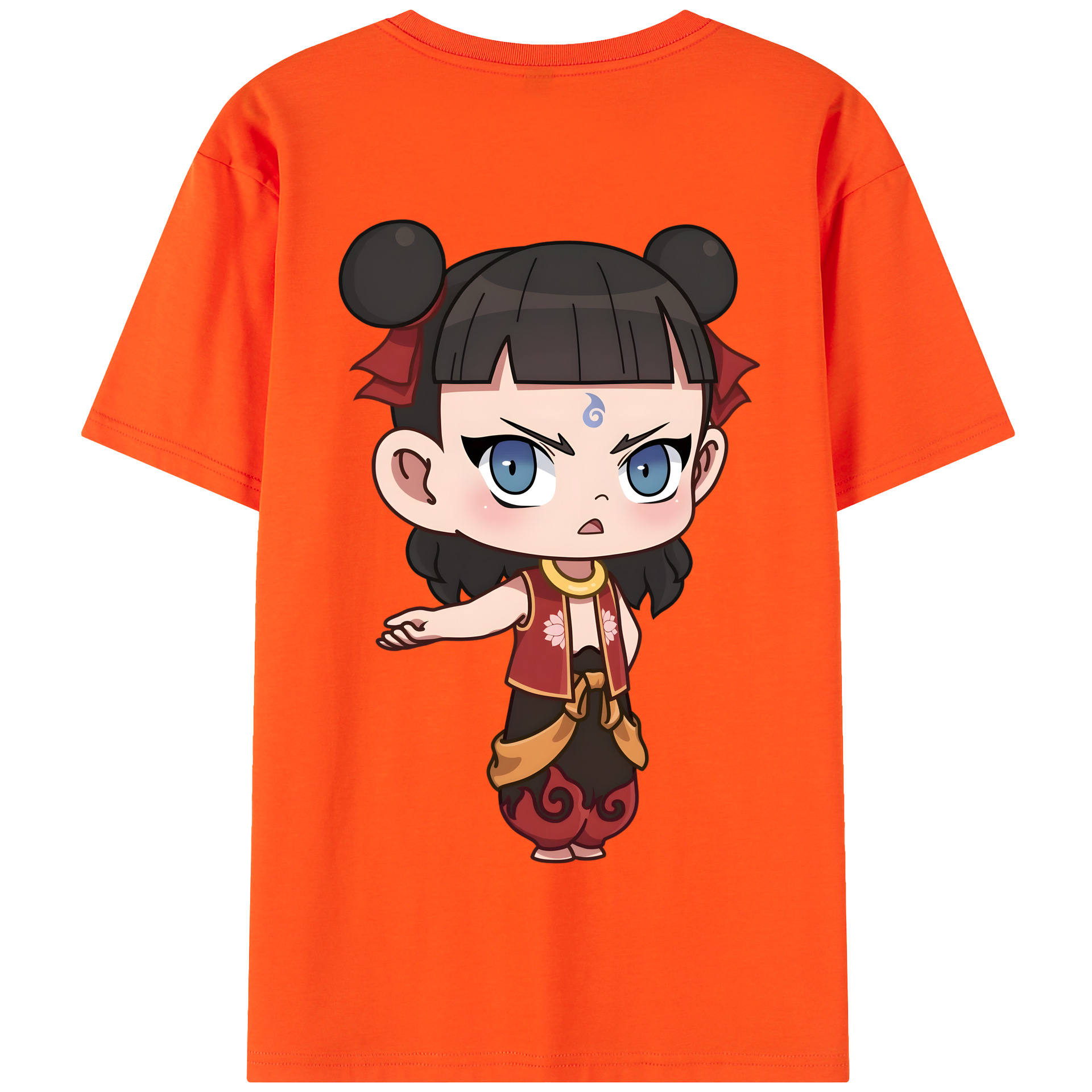 （画像用） Ne Zha 2 ナタ 魔童の大暴れ 綿100％半袖Tシャツ（背面プリント）