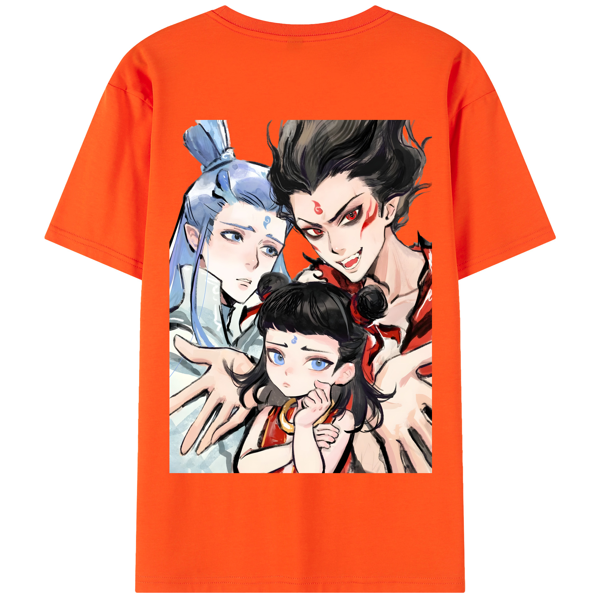 （画像用） Ne Zha 2 ナタ 魔童の大暴れ 綿100％半袖Tシャツ（背面プリント）