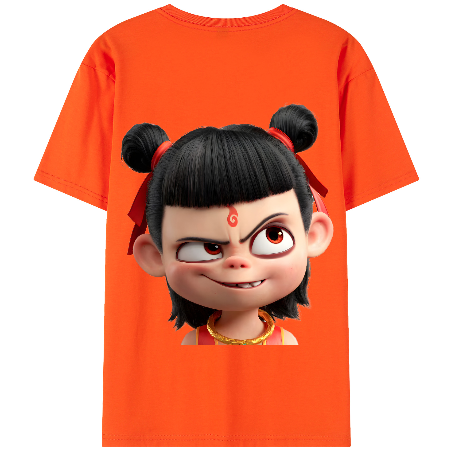（画像用） Ne Zha 2 ナタ 魔童の大暴れ 綿100％半袖Tシャツ（背面プリント）