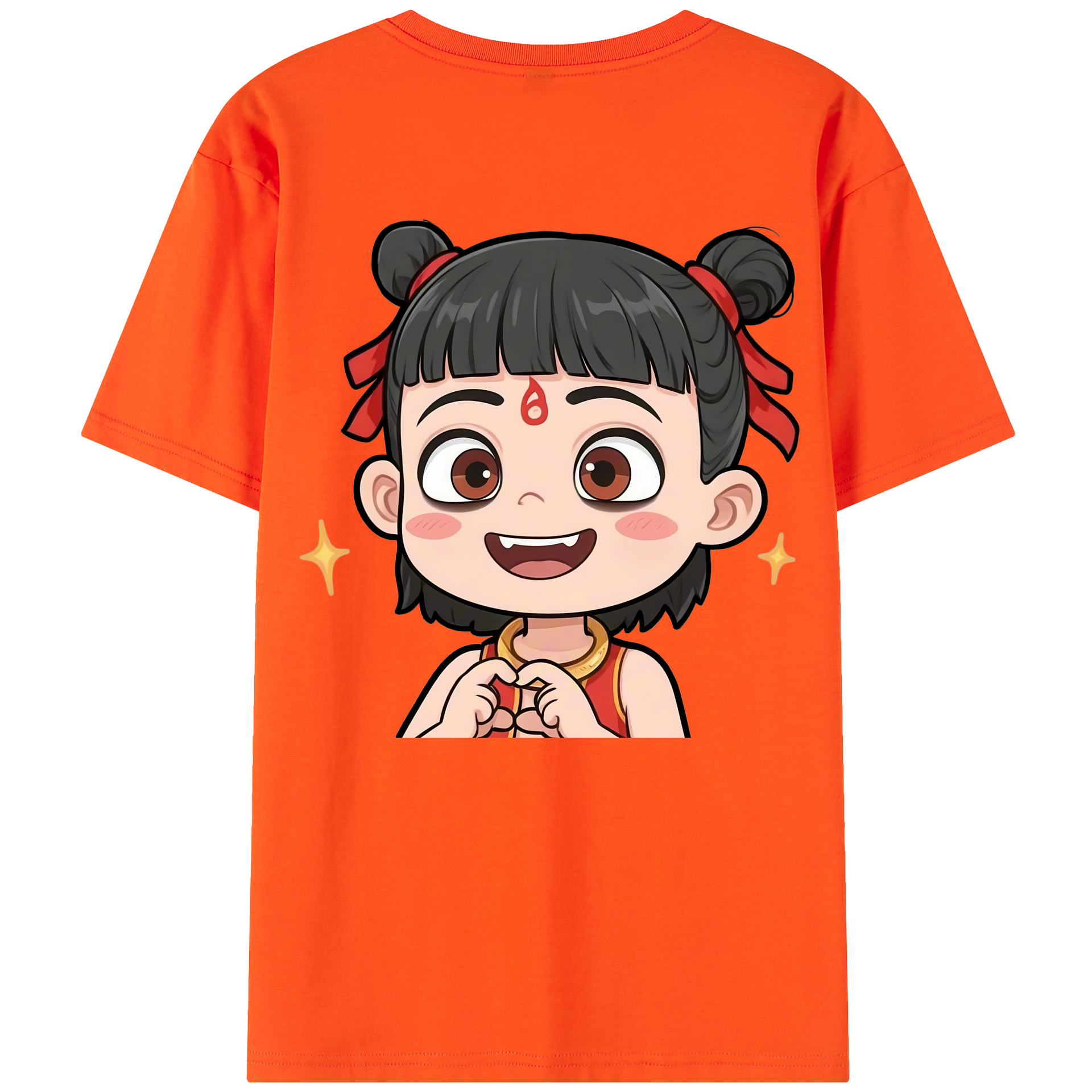 （画像用） Ne Zha 2 ナタ 魔童の大暴れ 綿100％半袖Tシャツ（背面プリント）