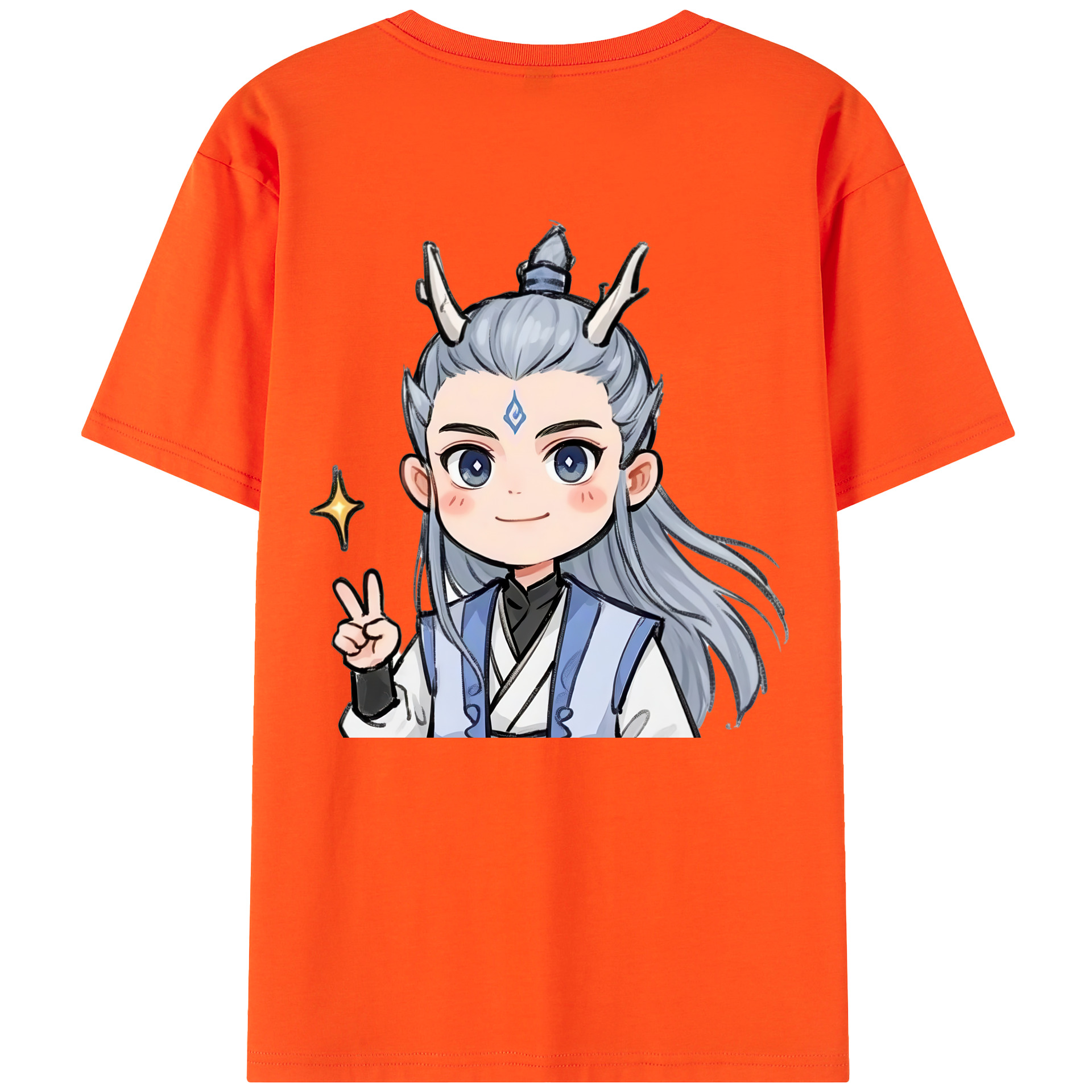 （画像用） Ne Zha 2 ナタ 魔童の大暴れ 綿100％半袖Tシャツ（背面プリント）