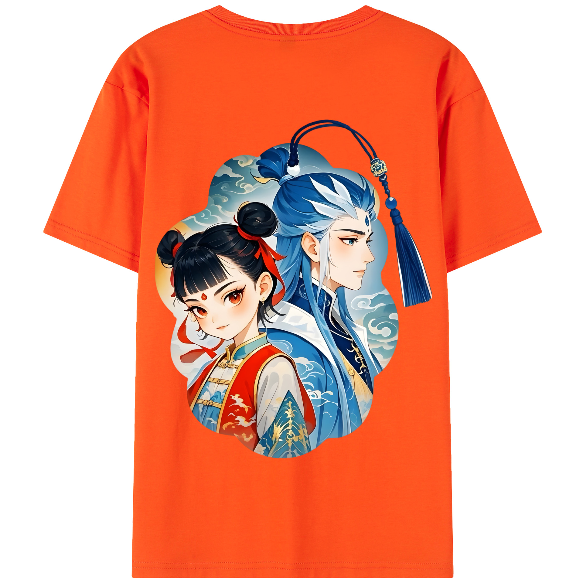 （画像用） Ne Zha 2 ナタ 魔童の大暴れ 綿100％半袖Tシャツ（背面プリント）