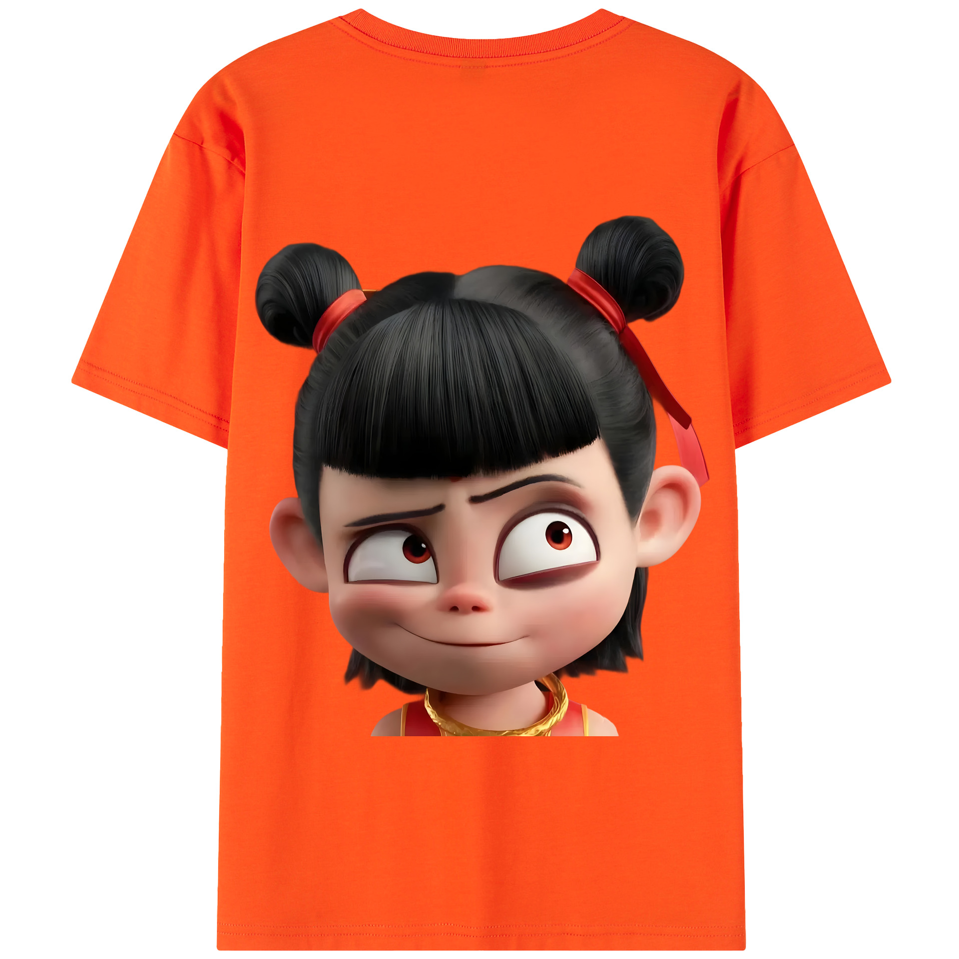 （画像用） Ne Zha 2 ナタ 魔童の大暴れ 綿100％半袖Tシャツ（背面プリント）