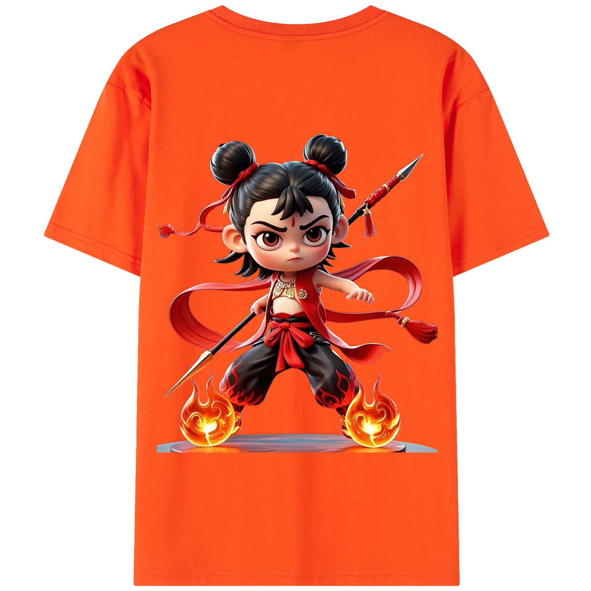 （画像用） Ne Zha 2 ナタ 魔童の大暴れ 綿100％半袖Tシャツ（背面プリント）