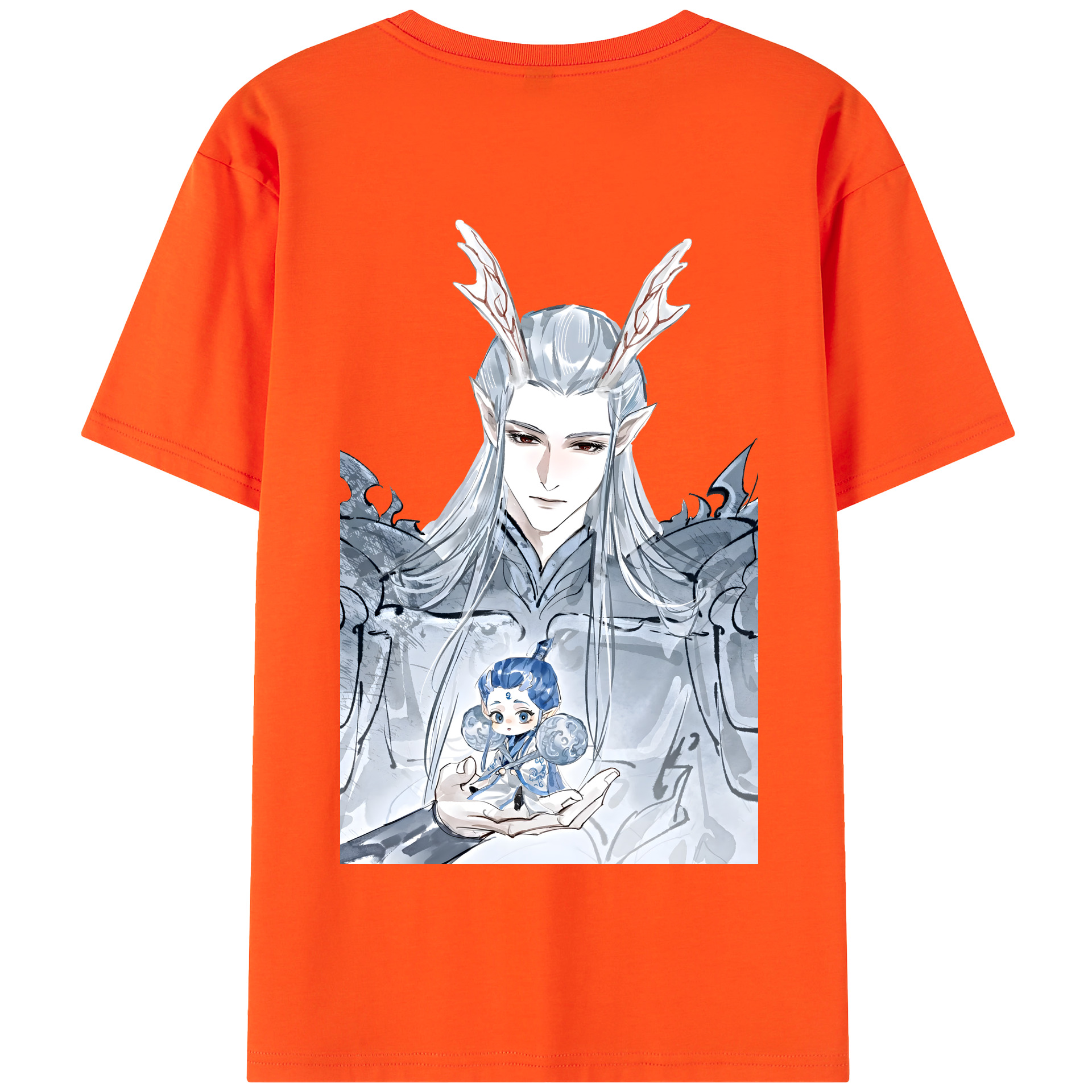 （画像用） Ne Zha 2 ナタ 魔童の大暴れ 綿100％半袖Tシャツ（背面プリント）