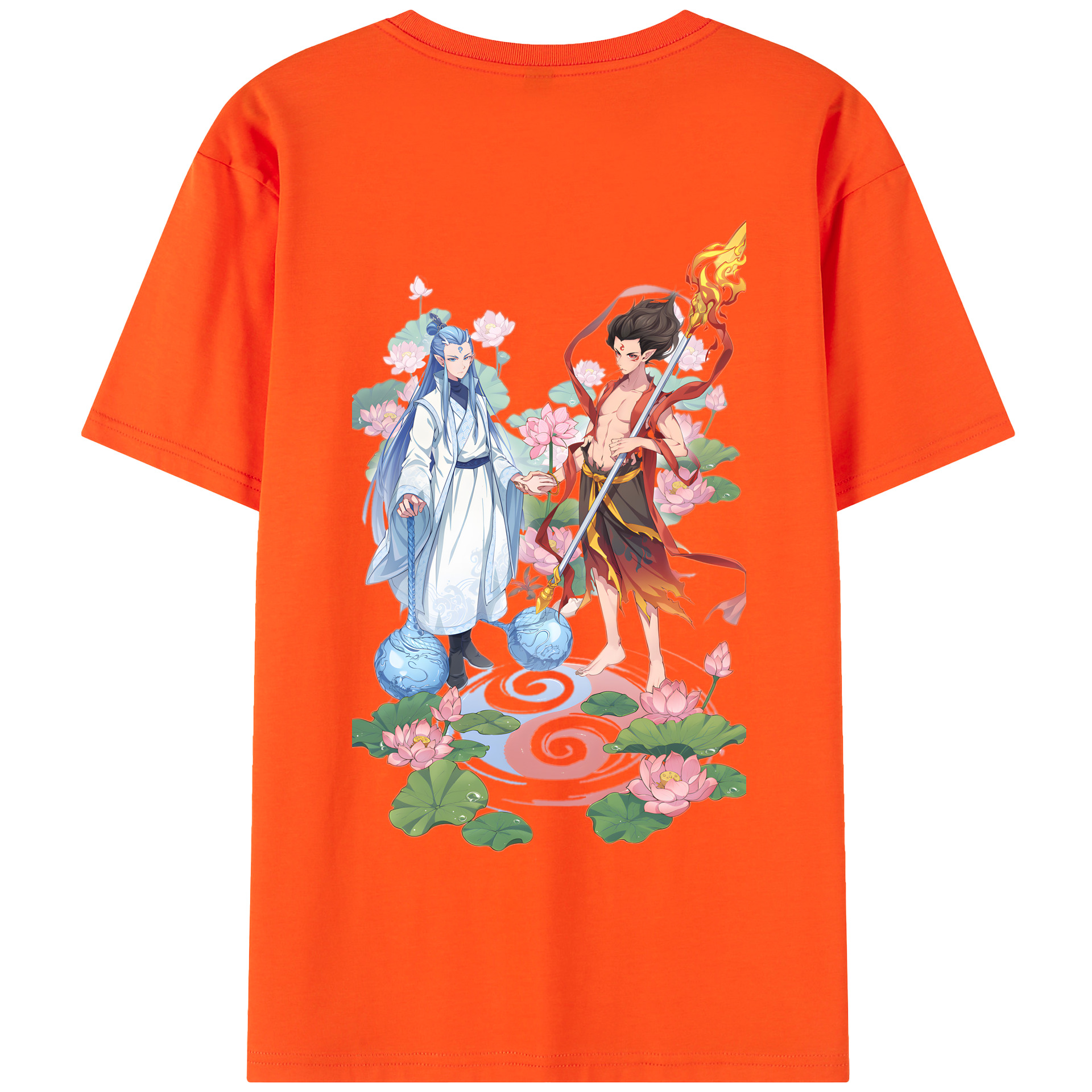 （画像用） Ne Zha 2 ナタ 魔童の大暴れ 綿100％半袖Tシャツ（背面プリント）