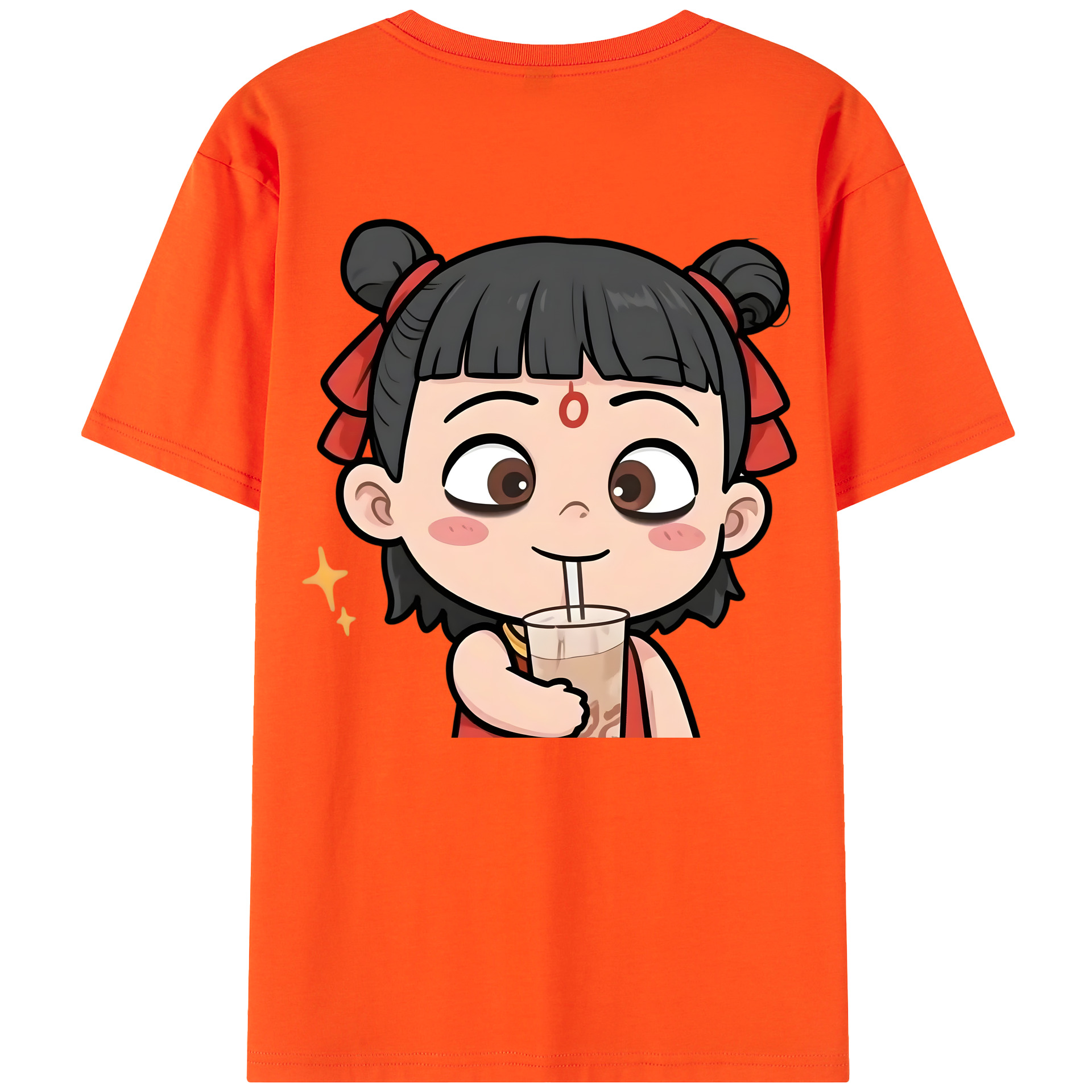 （画像用） Ne Zha 2 ナタ 魔童の大暴れ 綿100％半袖Tシャツ（背面プリント）
