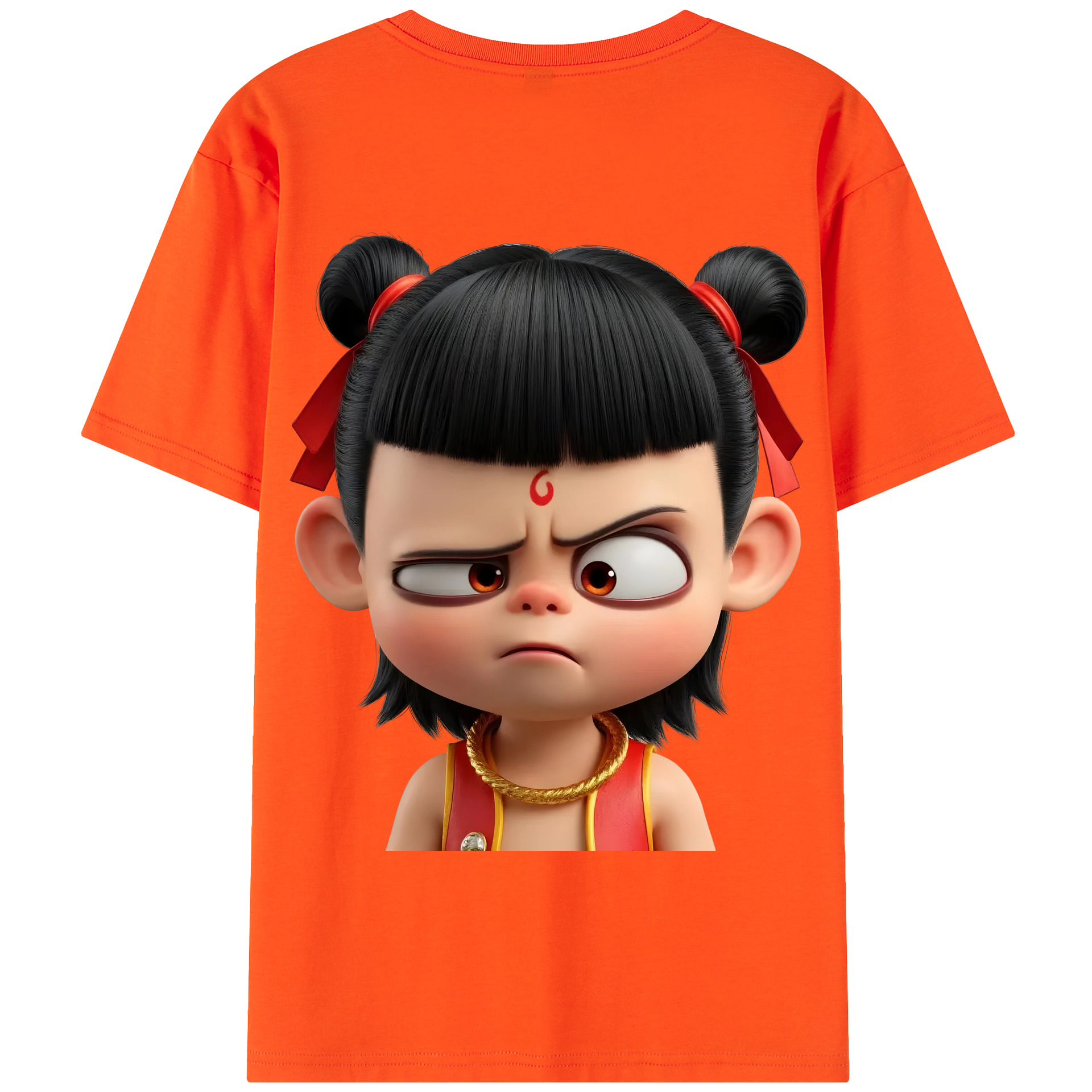 （画像用） Ne Zha 2 ナタ 魔童の大暴れ 綿100％半袖Tシャツ（背面プリント）