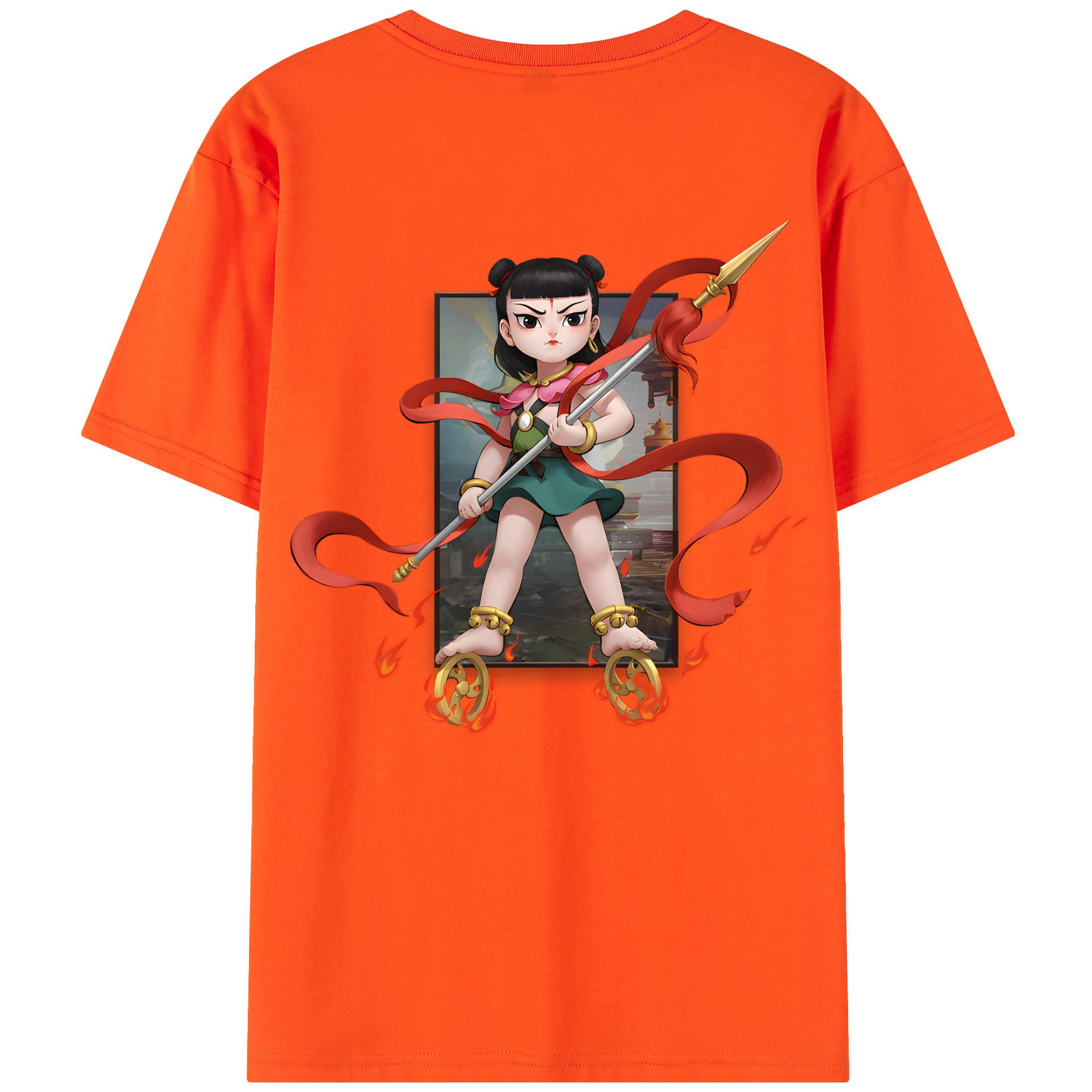 （画像用） Ne Zha 2 ナタ 魔童の大暴れ 綿100％半袖Tシャツ（背面プリント）