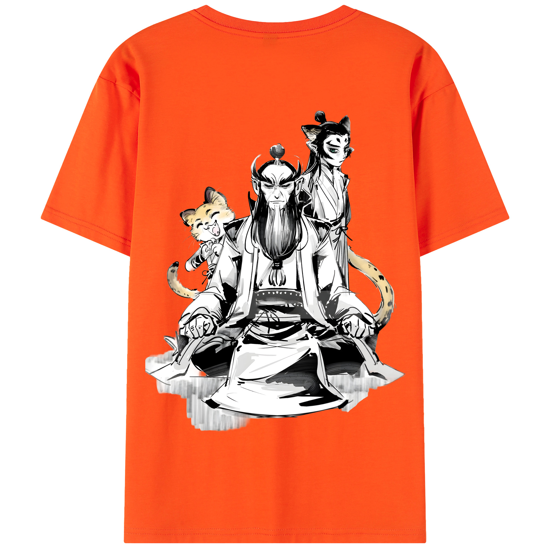 （画像用） Ne Zha 2 ナタ 魔童の大暴れ 綿100％半袖Tシャツ（背面プリント）