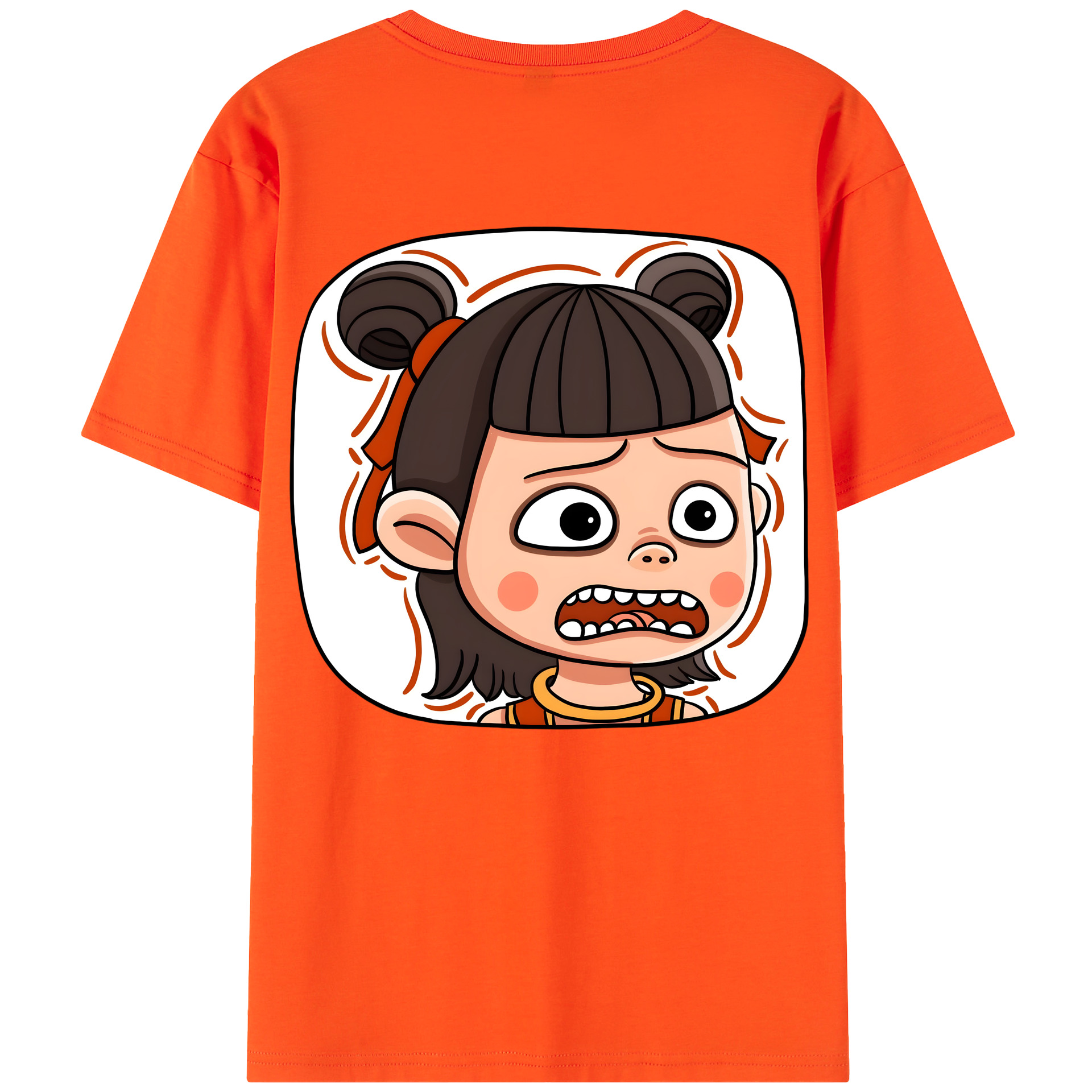 （画像用） Ne Zha 2 ナタ 魔童の大暴れ 綿100％半袖Tシャツ（背面プリント）