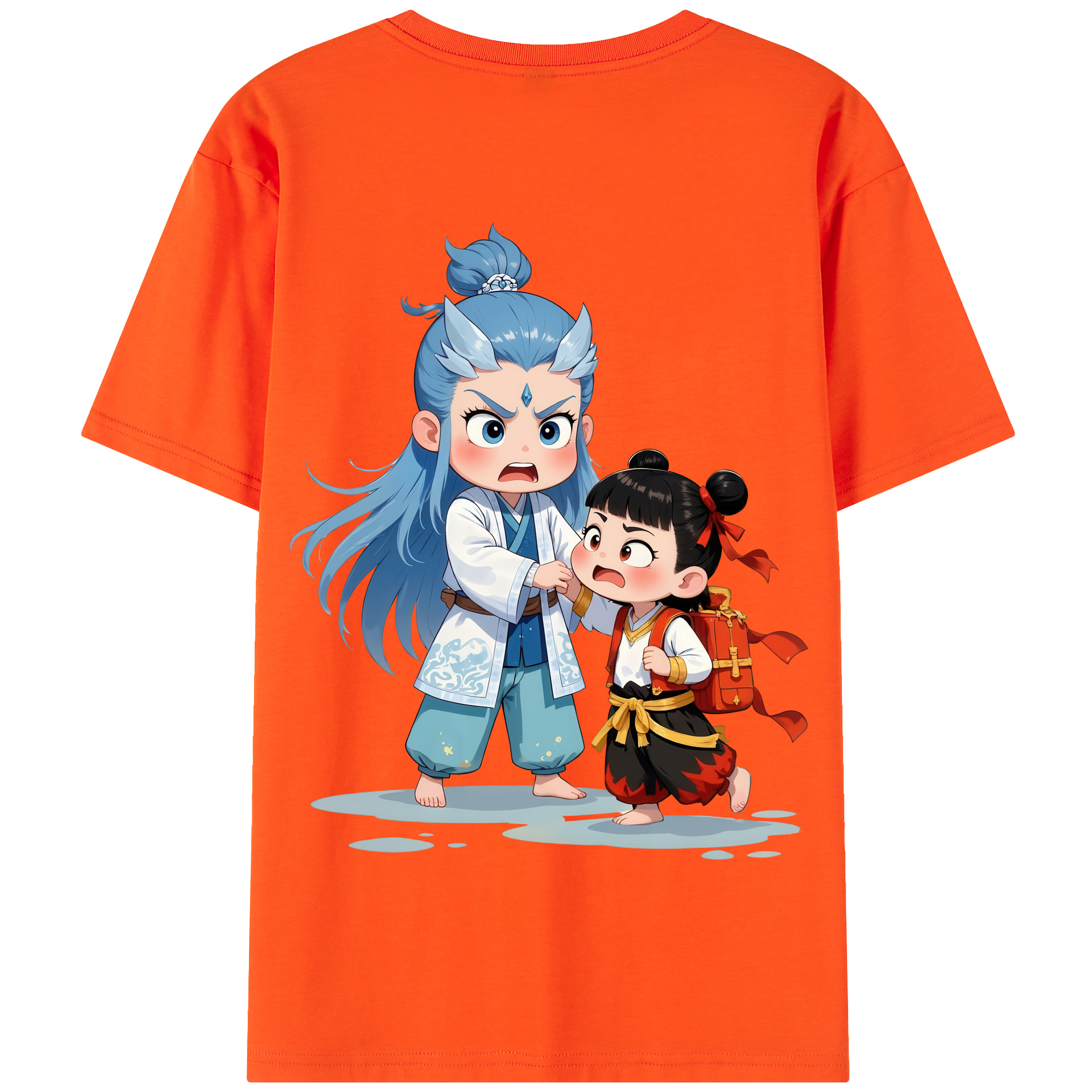 （画像用） Ne Zha 2 ナタ 魔童の大暴れ 綿100％半袖Tシャツ（背面プリント）
