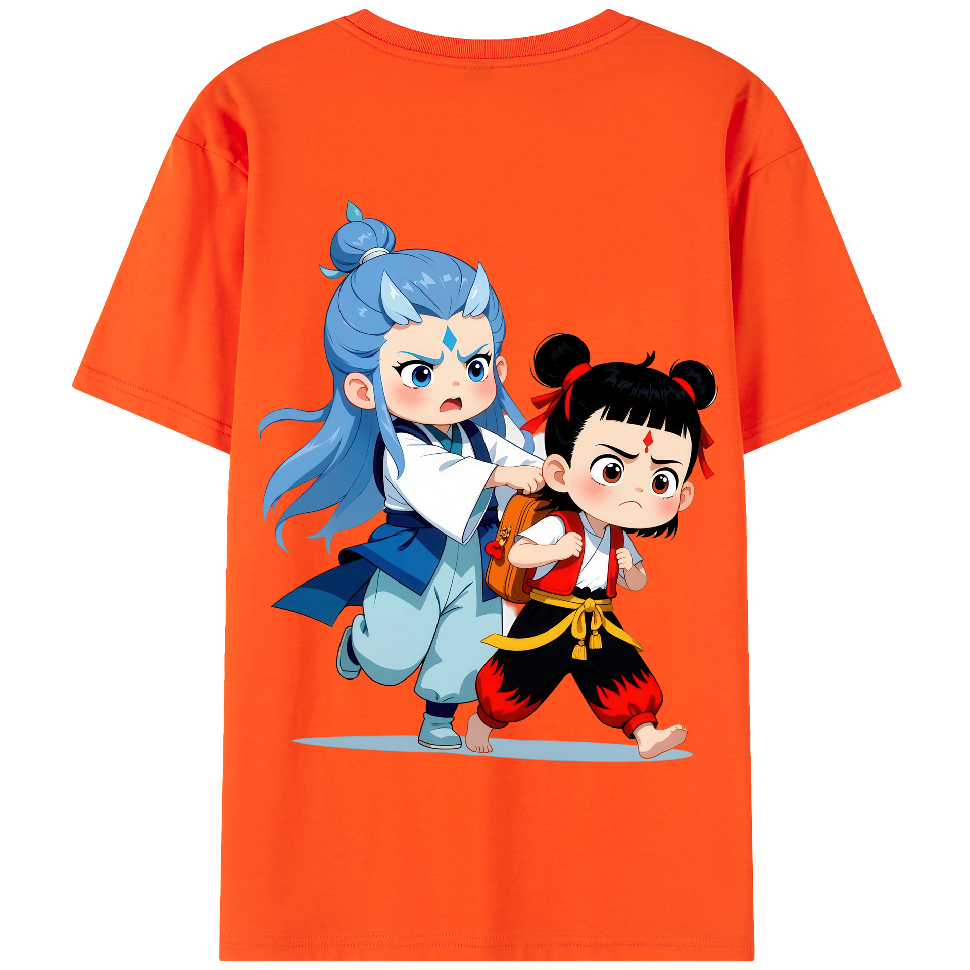 （画像用） Ne Zha 2 ナタ 魔童の大暴れ 綿100％半袖Tシャツ（背面プリント）