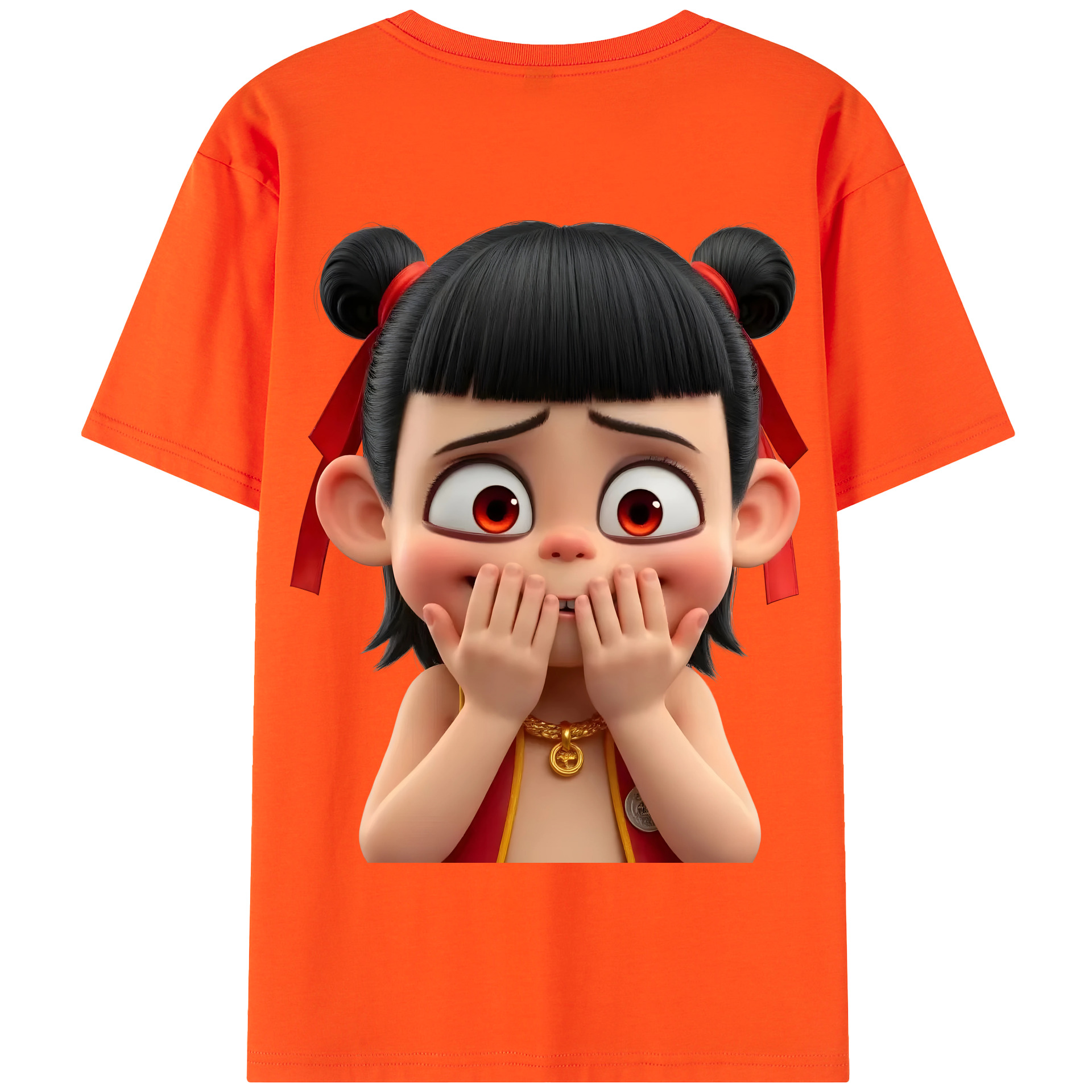（画像用） Ne Zha 2 ナタ 魔童の大暴れ 綿100％半袖Tシャツ（背面プリント）