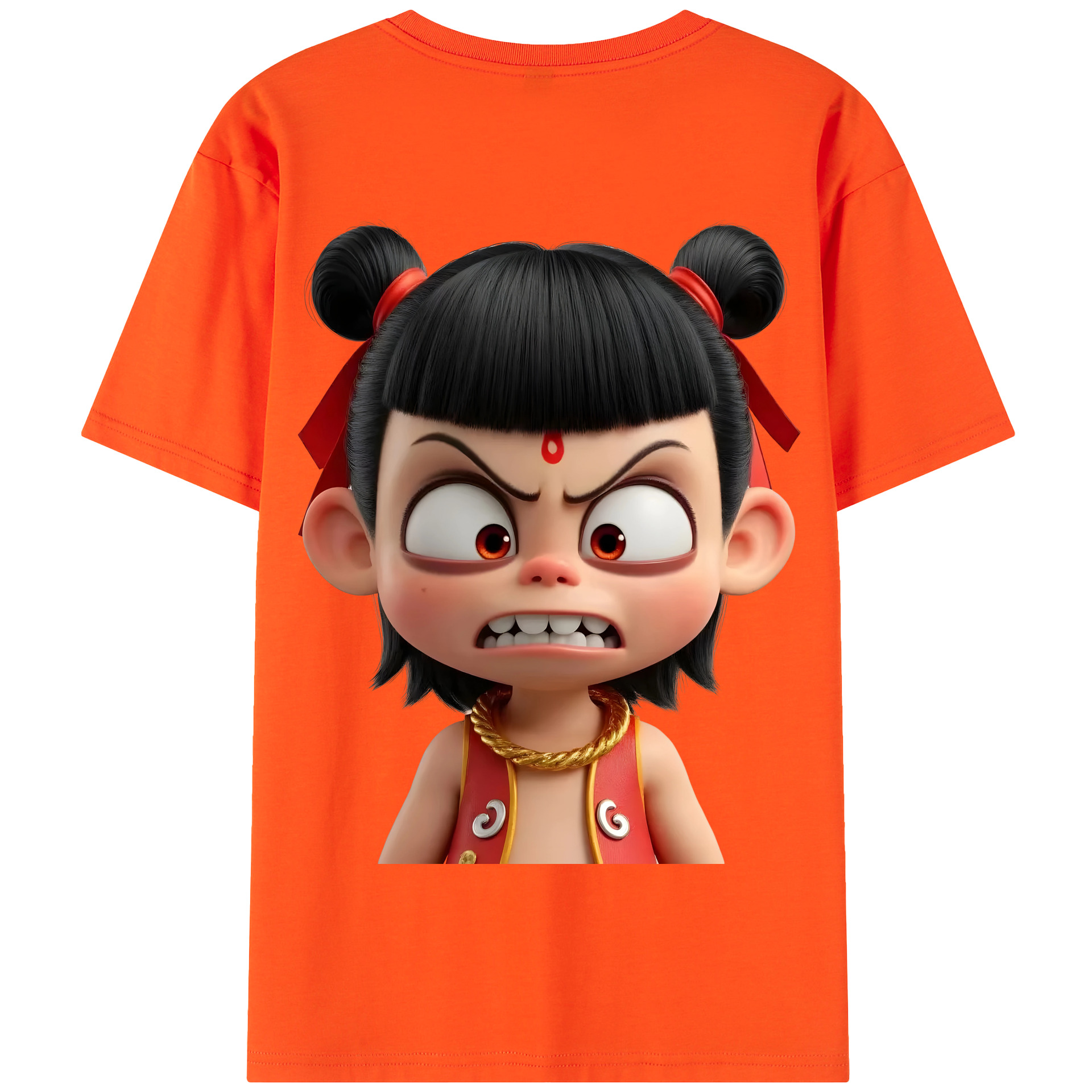 （画像用） Ne Zha 2 ナタ 魔童の大暴れ 綿100％半袖Tシャツ（背面プリント）