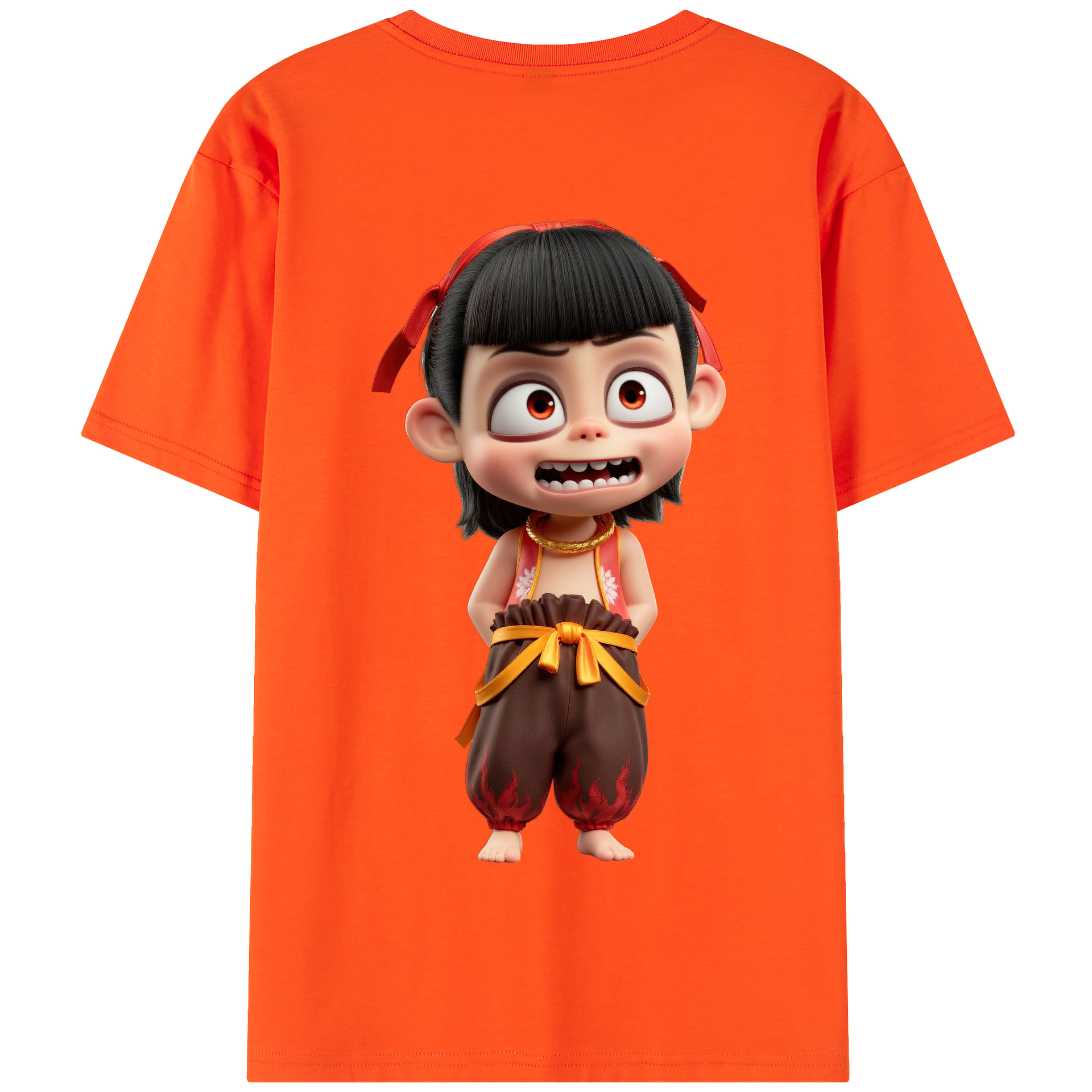 （画像用） Ne Zha 2 ナタ 魔童の大暴れ 綿100％半袖Tシャツ（背面プリント）