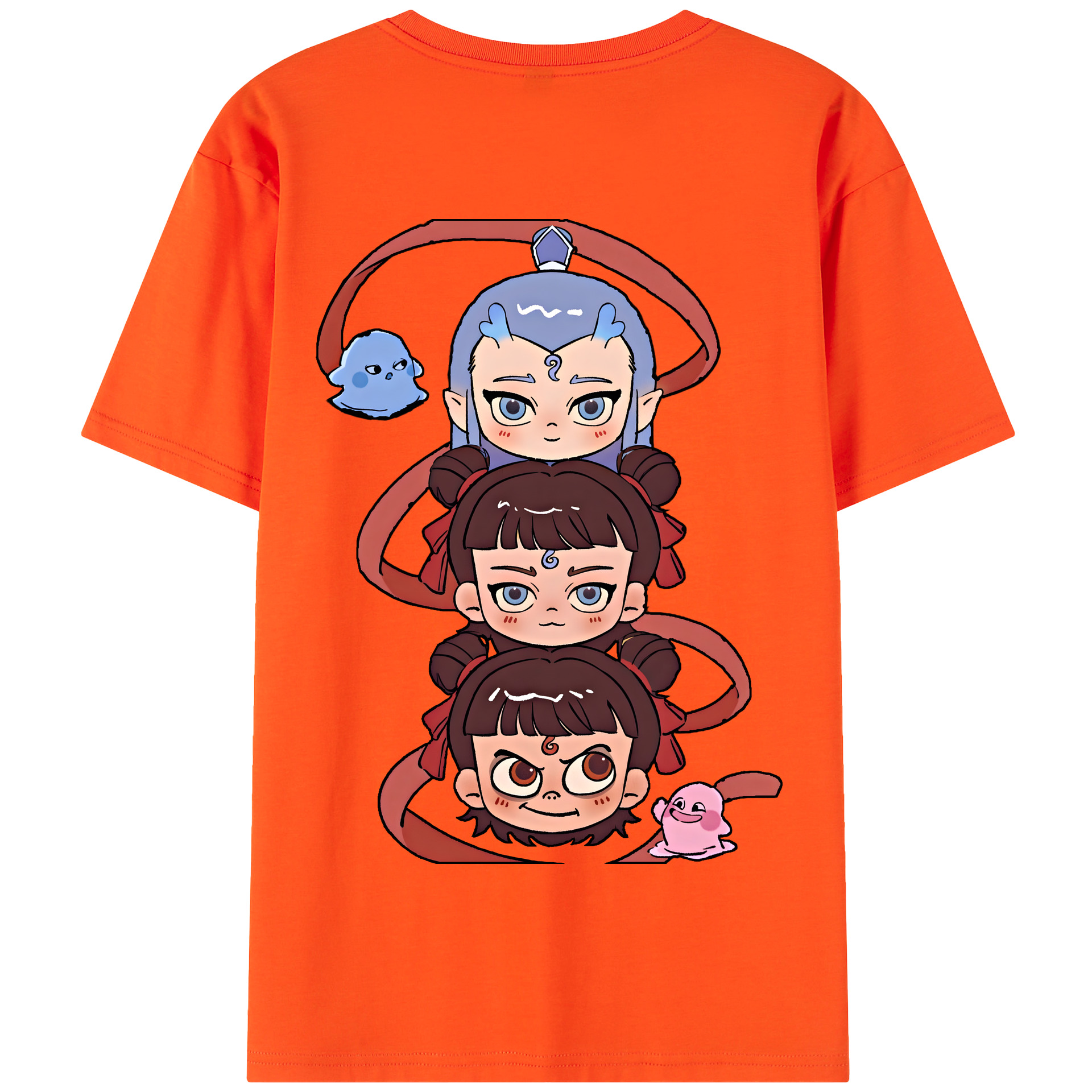 （画像用） Ne Zha 2 ナタ 魔童の大暴れ 綿100％半袖Tシャツ（背面プリント）