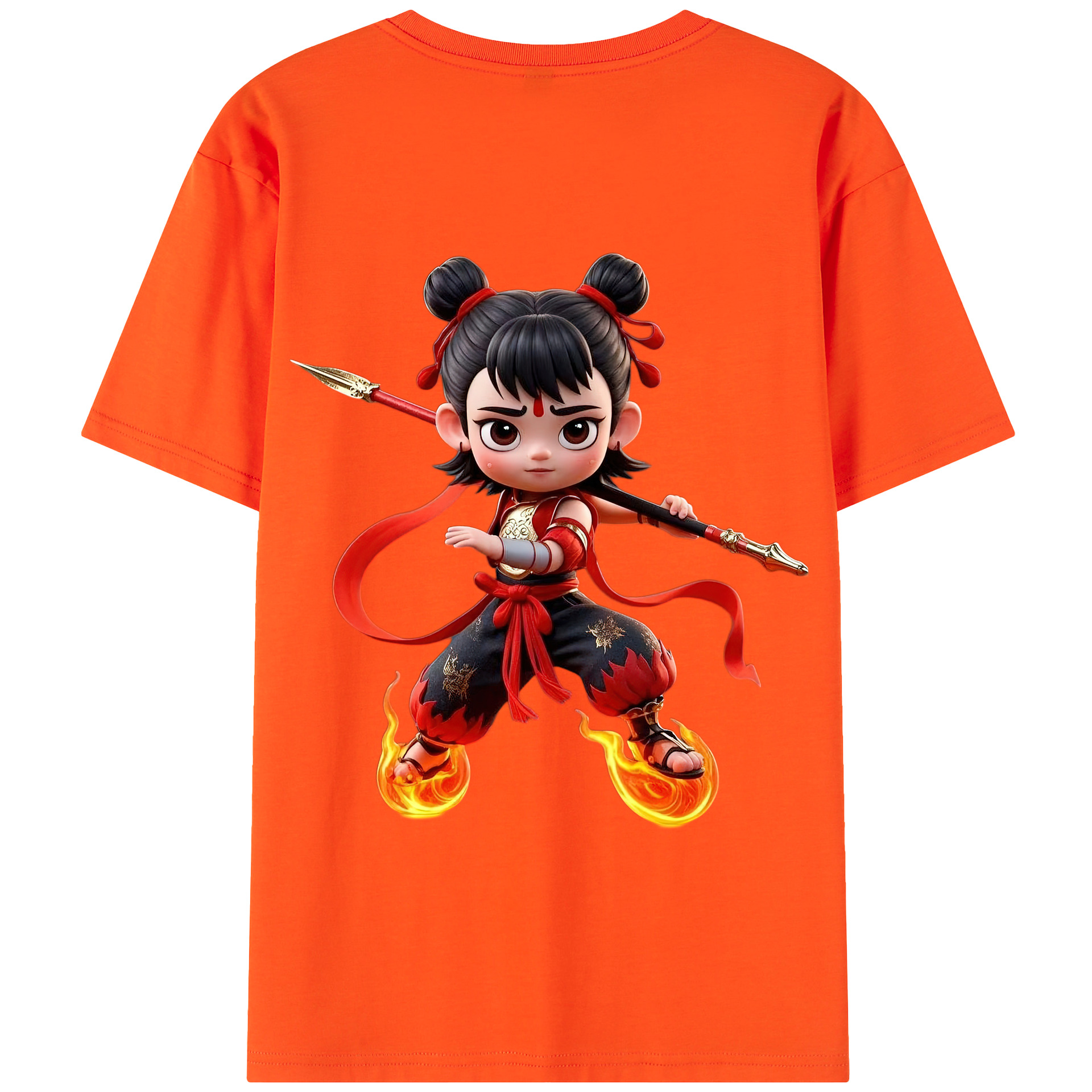 （画像用） Ne Zha 2 ナタ 魔童の大暴れ 綿100％半袖Tシャツ（背面プリント）