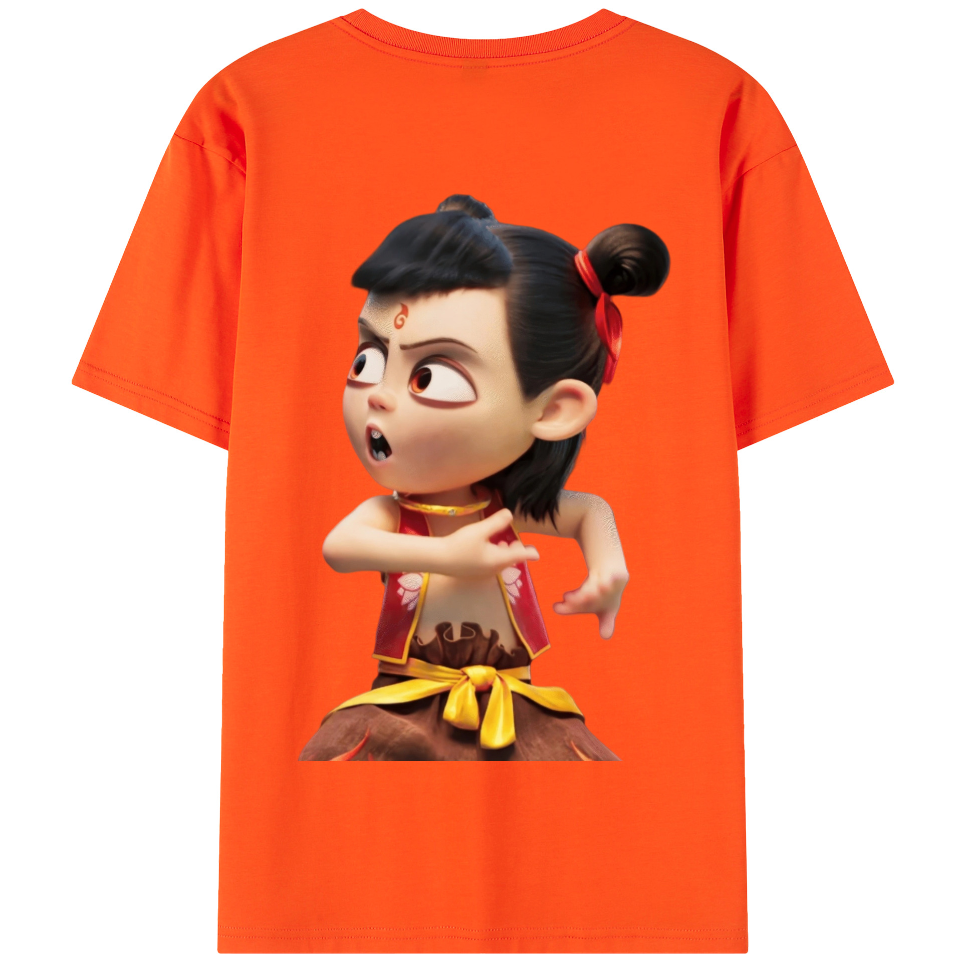 （画像用） Ne Zha 2 ナタ 魔童の大暴れ 綿100％半袖Tシャツ（背面プリント）