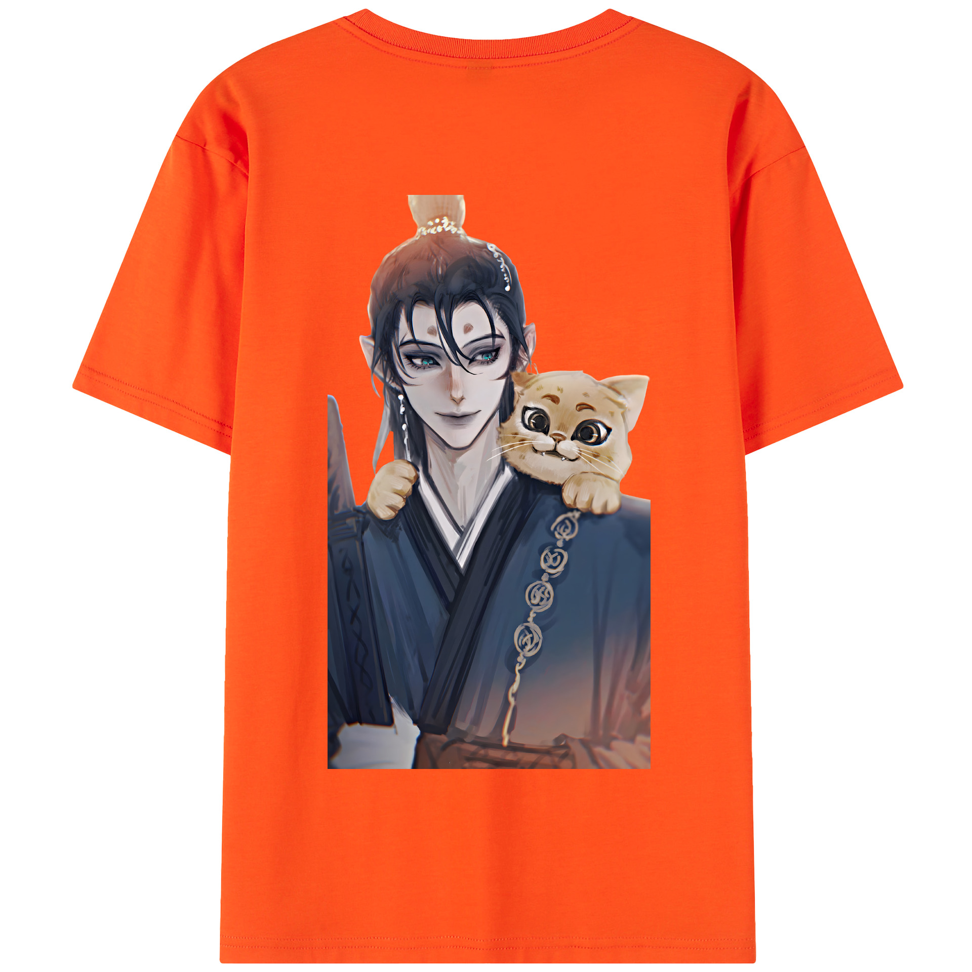 （画像用） Ne Zha 2 ナタ 魔童の大暴れ 綿100％半袖Tシャツ（背面プリント）