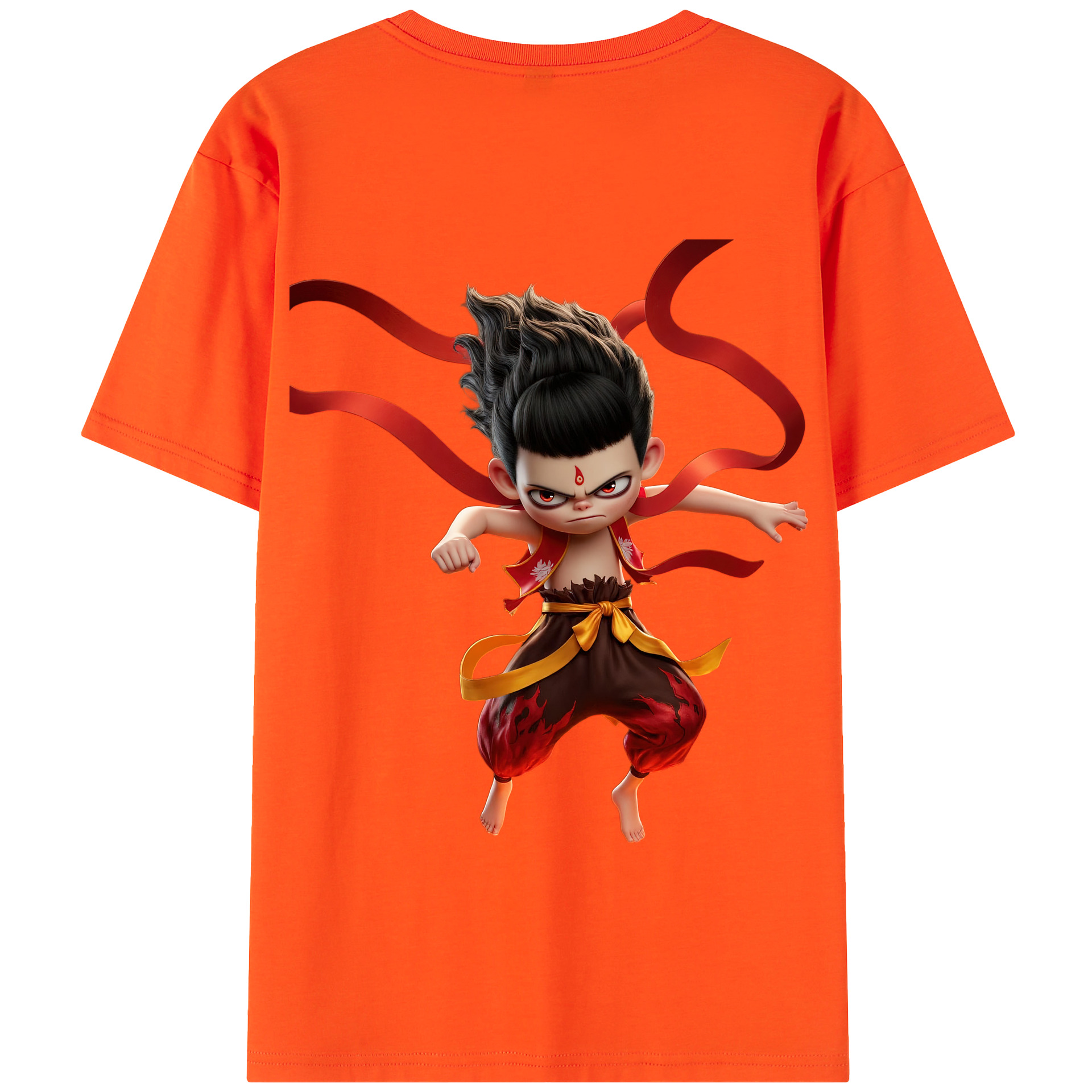 （画像用） Ne Zha 2 ナタ 魔童の大暴れ 綿100％半袖Tシャツ（背面プリント）