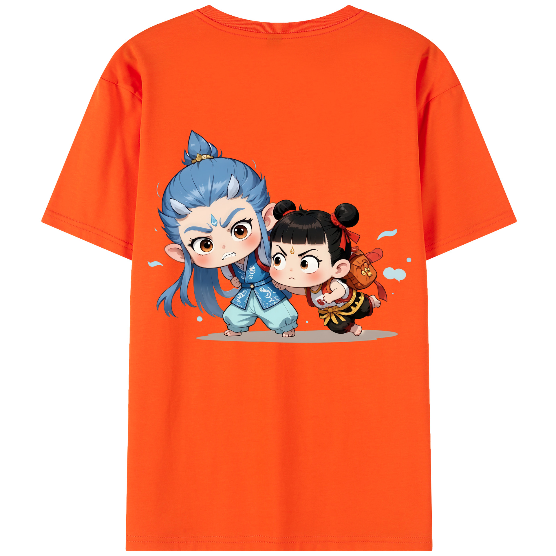 （画像用） Ne Zha 2 ナタ 魔童の大暴れ 綿100％半袖Tシャツ（背面プリント）