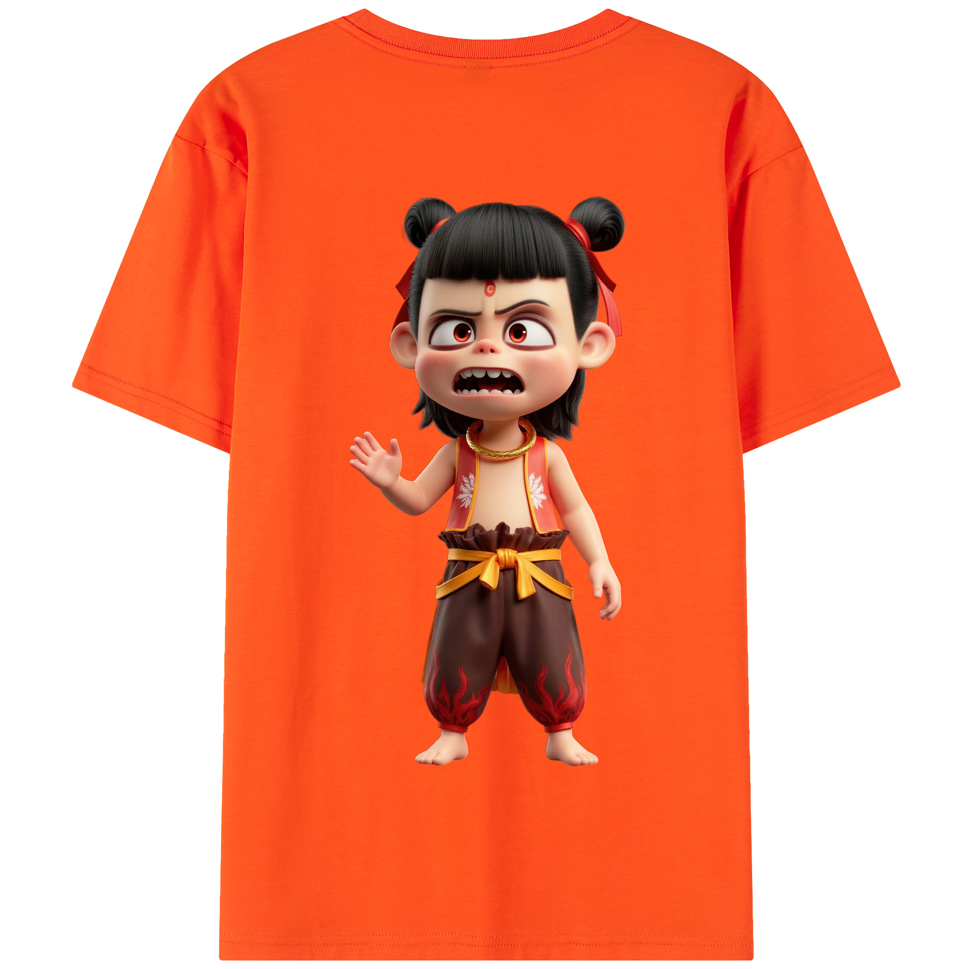 （画像用） Ne Zha 2 ナタ 魔童の大暴れ 綿100％半袖Tシャツ（背面プリント）