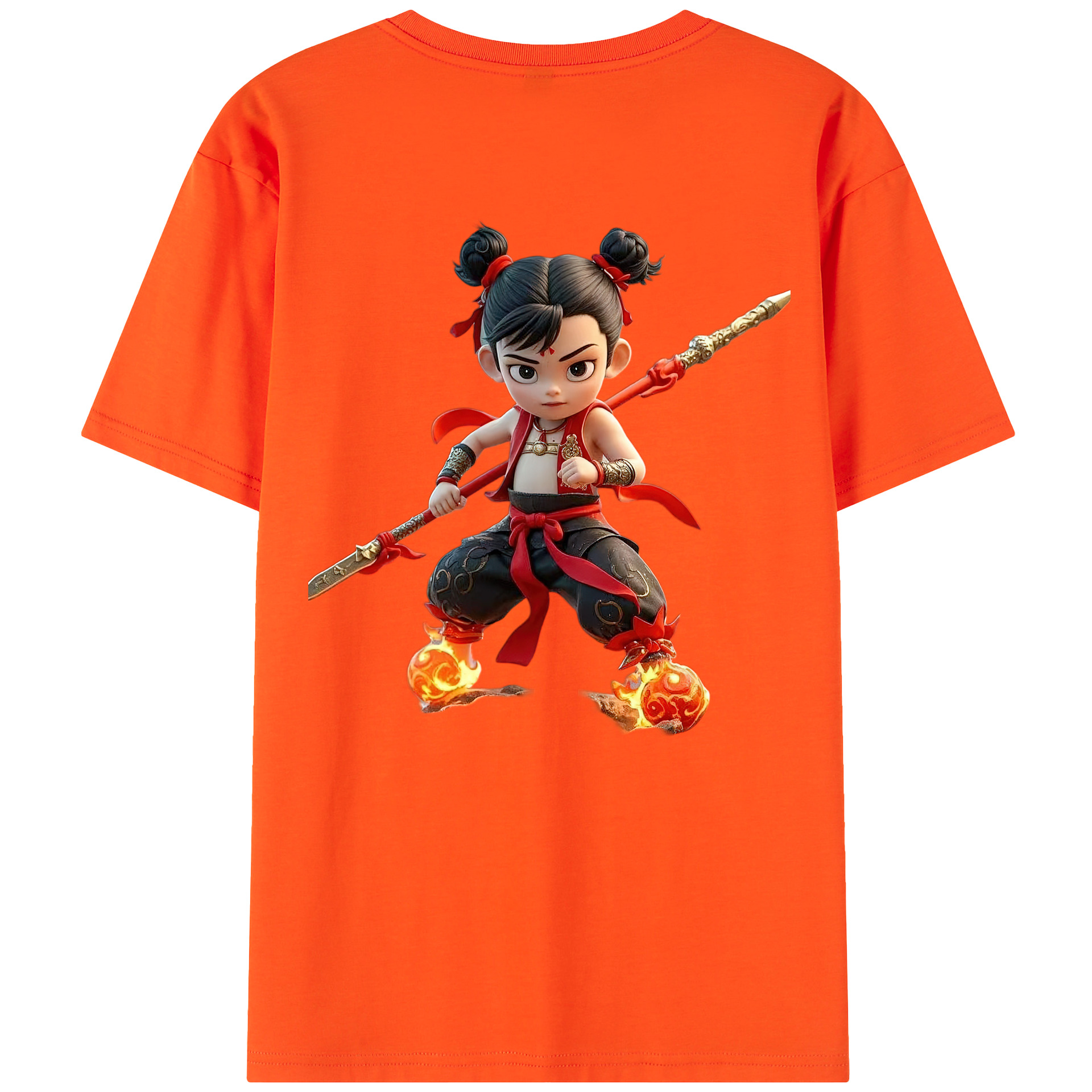 （画像用） Ne Zha 2 ナタ 魔童の大暴れ 綿100％半袖Tシャツ（背面プリント）